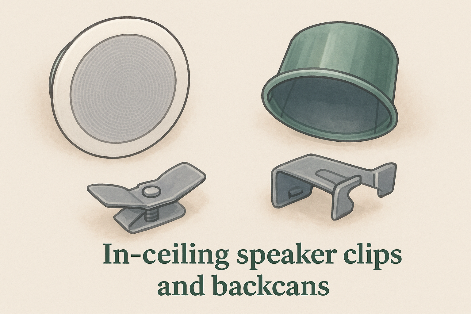 In-ceiling speaker clips and backcans