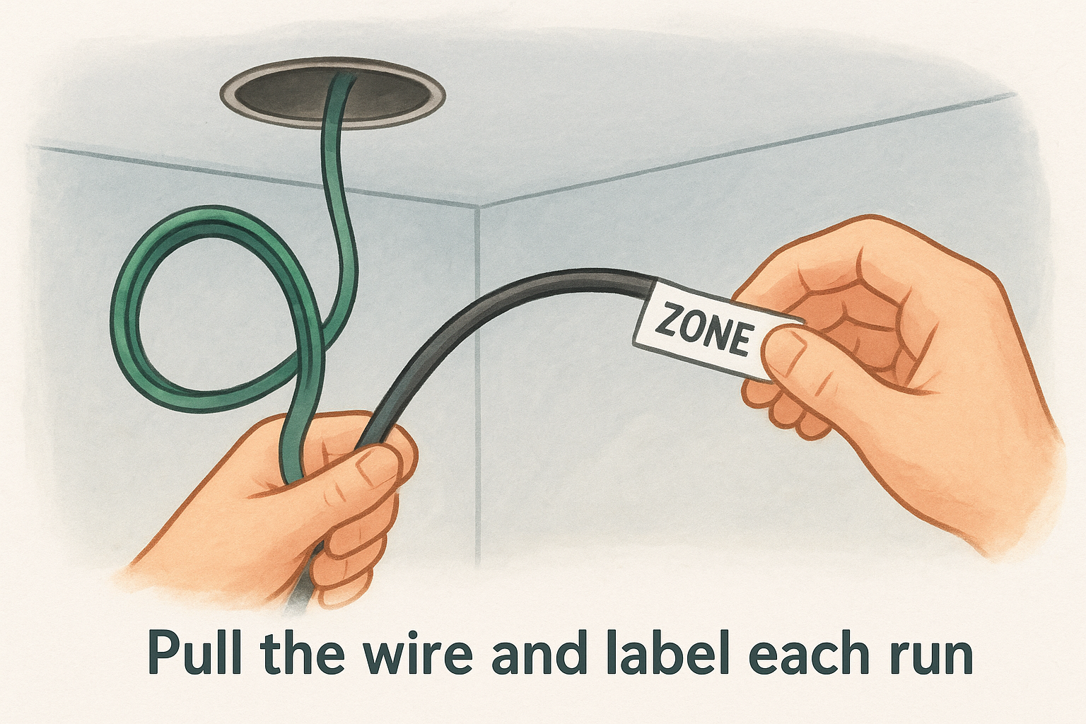 Pull the wire and label each run