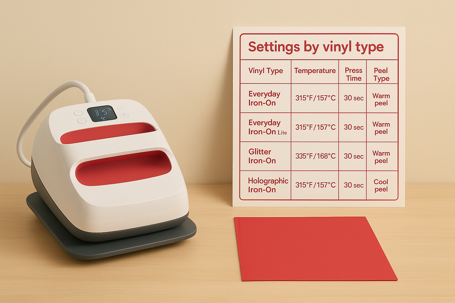 Settings by vinyl type
