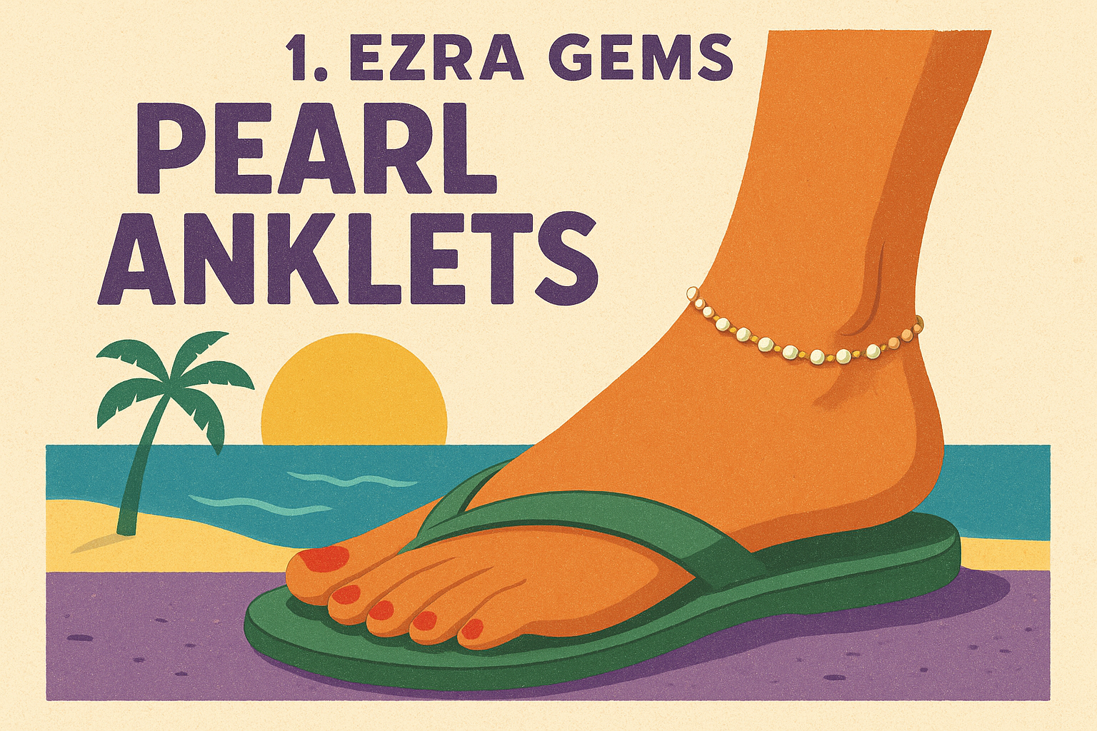 1. Ezra Gems Pearl Anklets