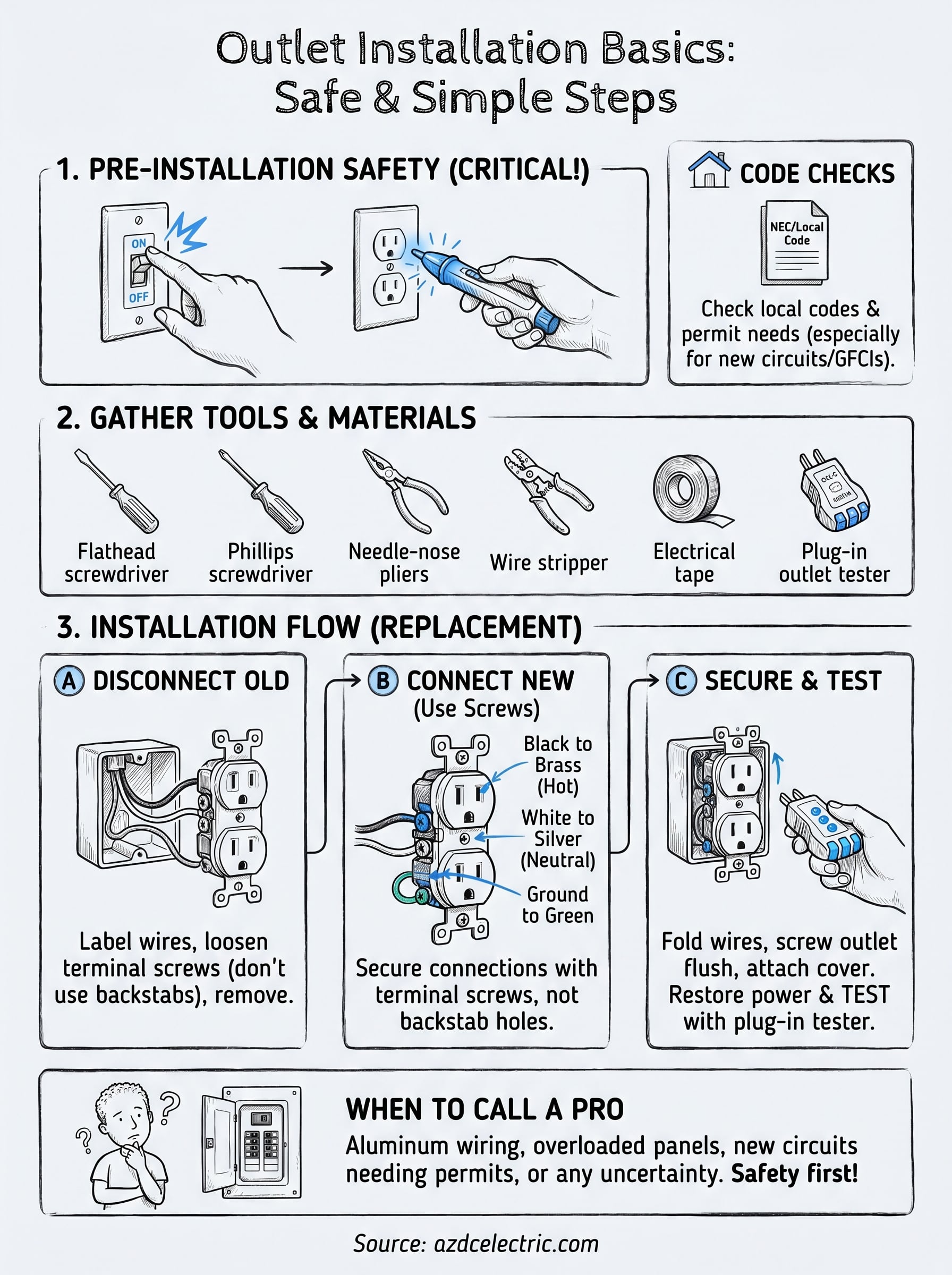 Outlet Basics: How To Install An Electrical Outlet Safely ⚡ AZ DC Electric