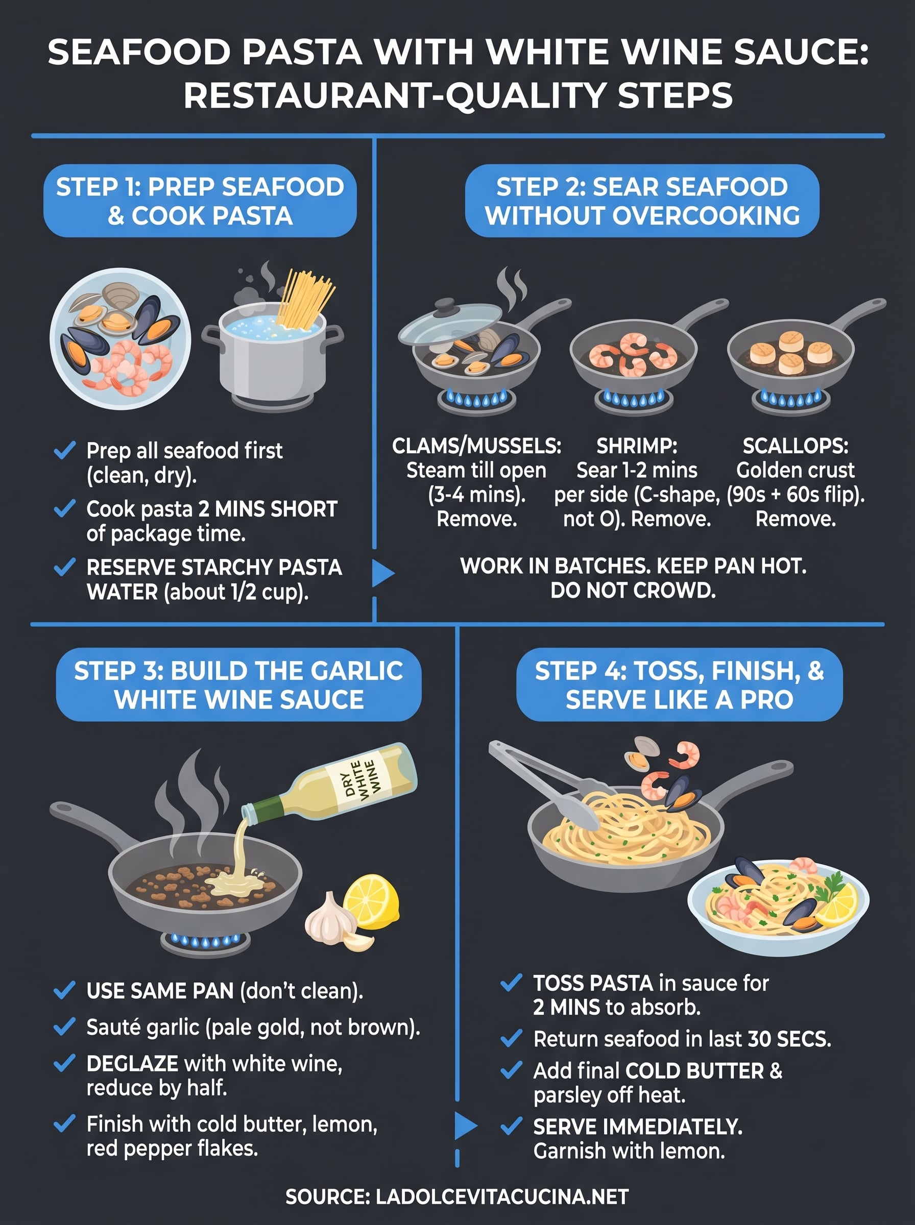 seafood pasta with white wine sauce infographic