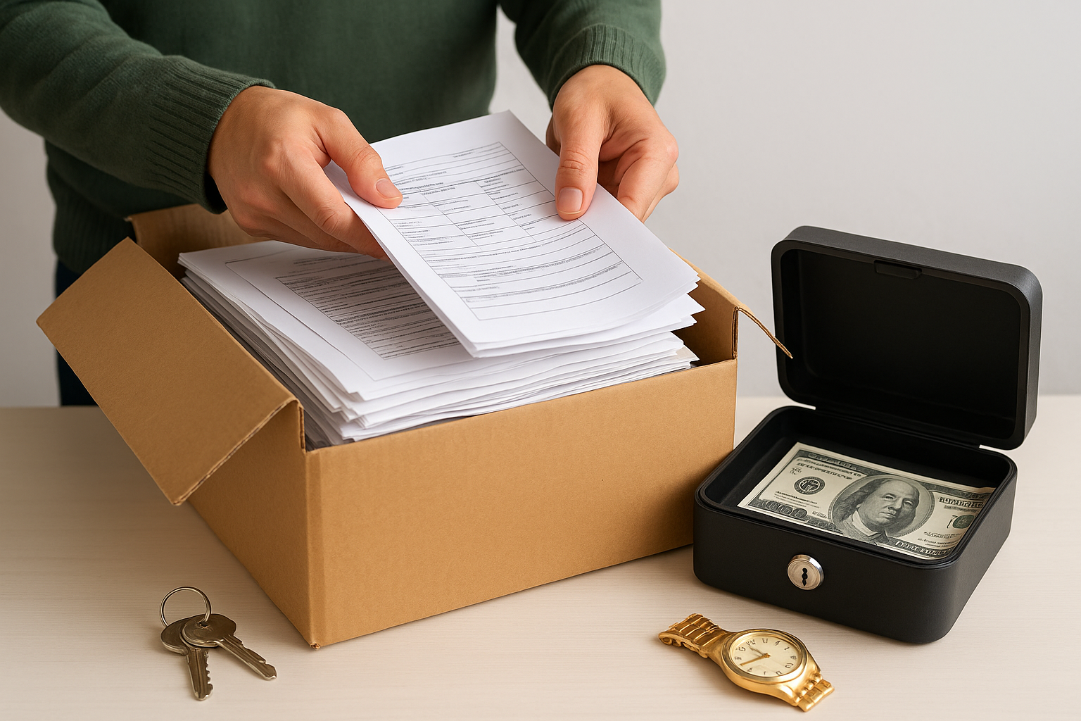 Step 2. Pull paperwork, keys, and valuables first