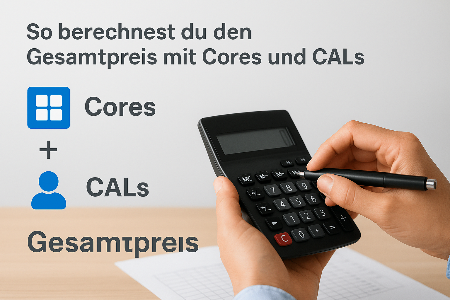 So berechnest du den Gesamtpreis mit Cores und CALs