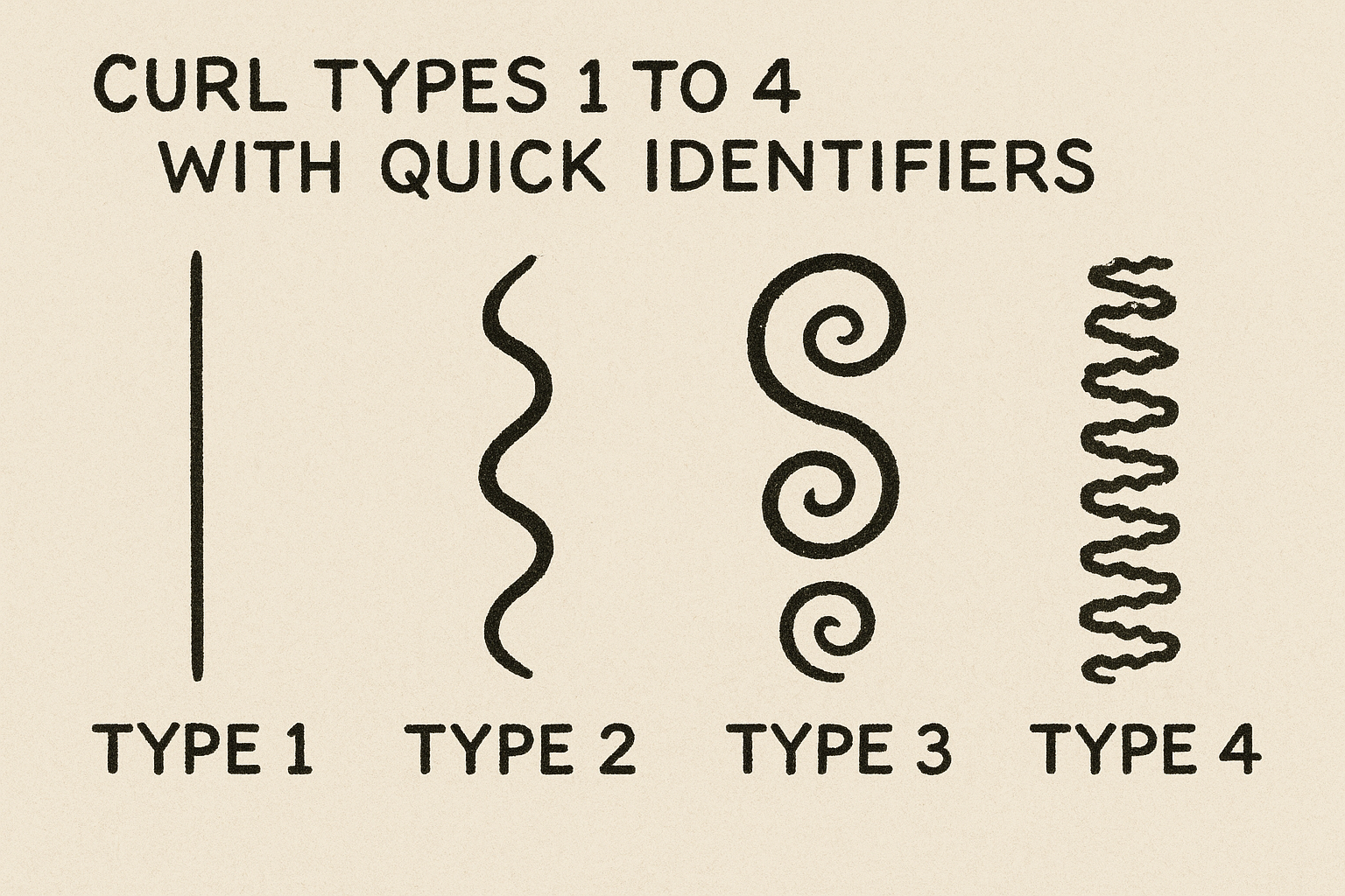 Curl types 1 to 4 with quick identifiers
