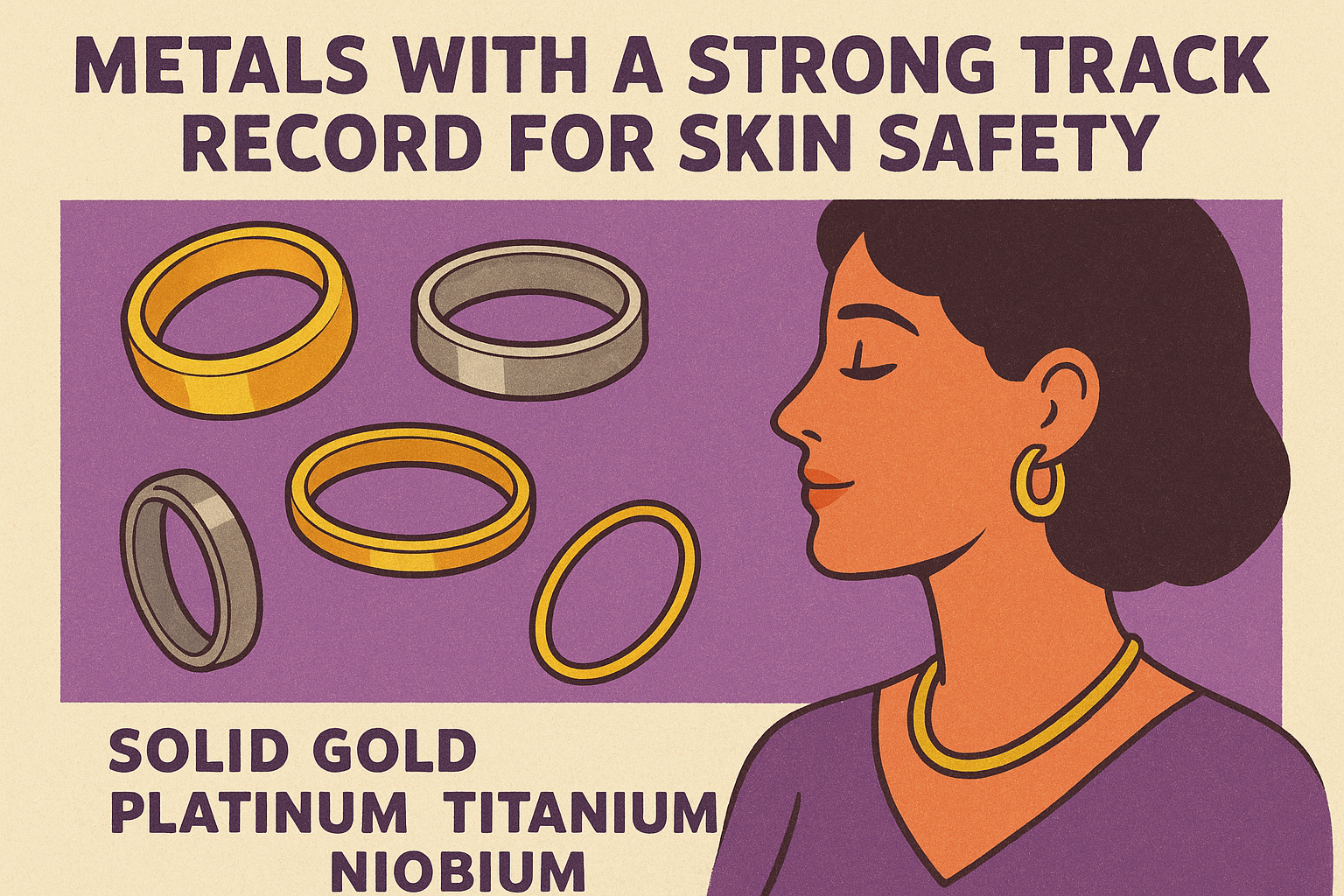 Metals with a strong track record for skin safety