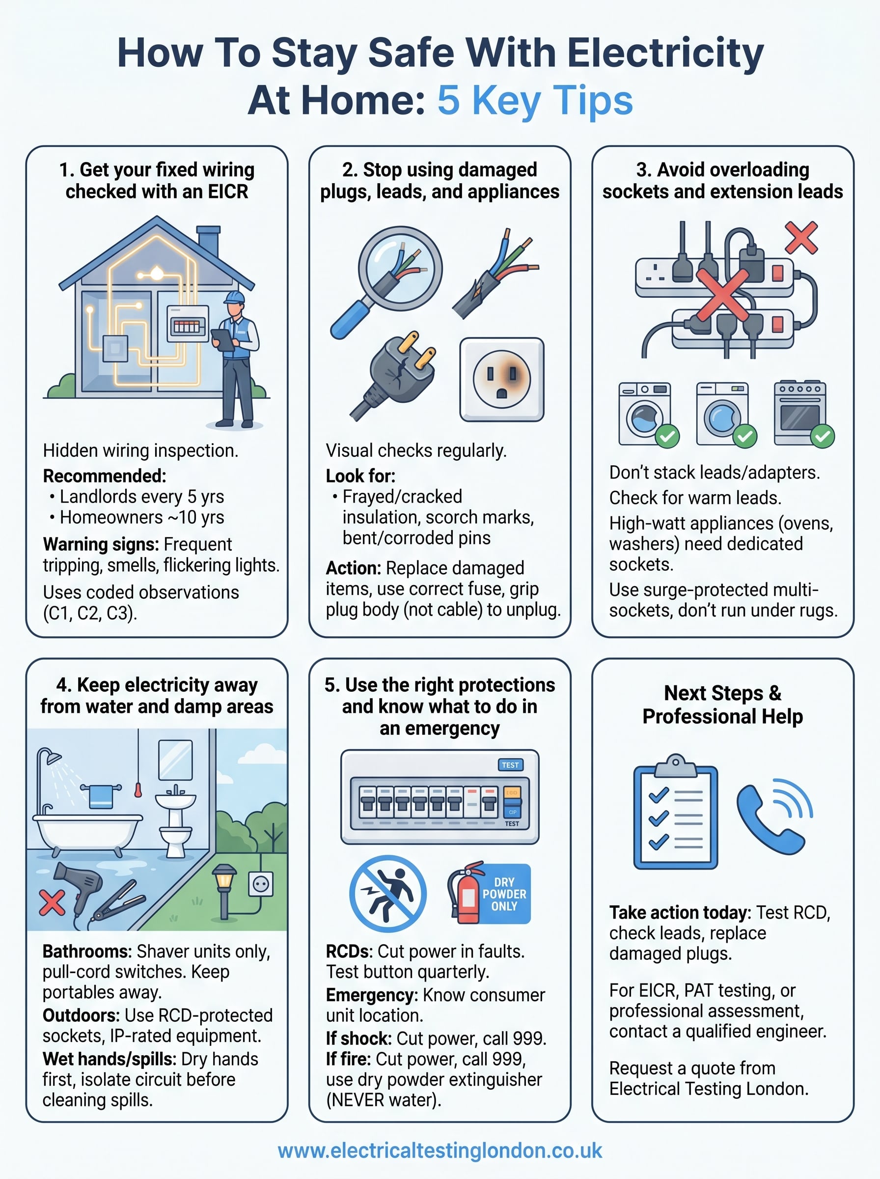 how to stay safe with electricity at home infographic