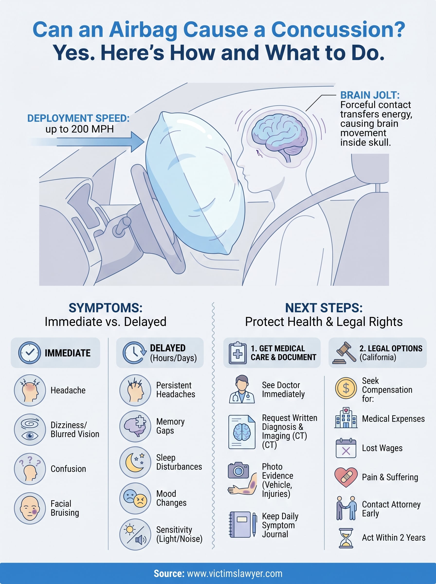 can an airbag cause a concussion infographic