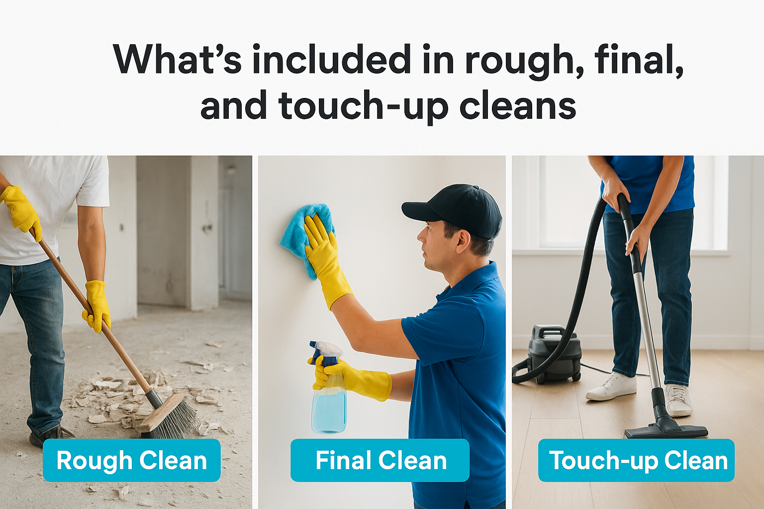 What's included in rough, final, and touch-up cleans