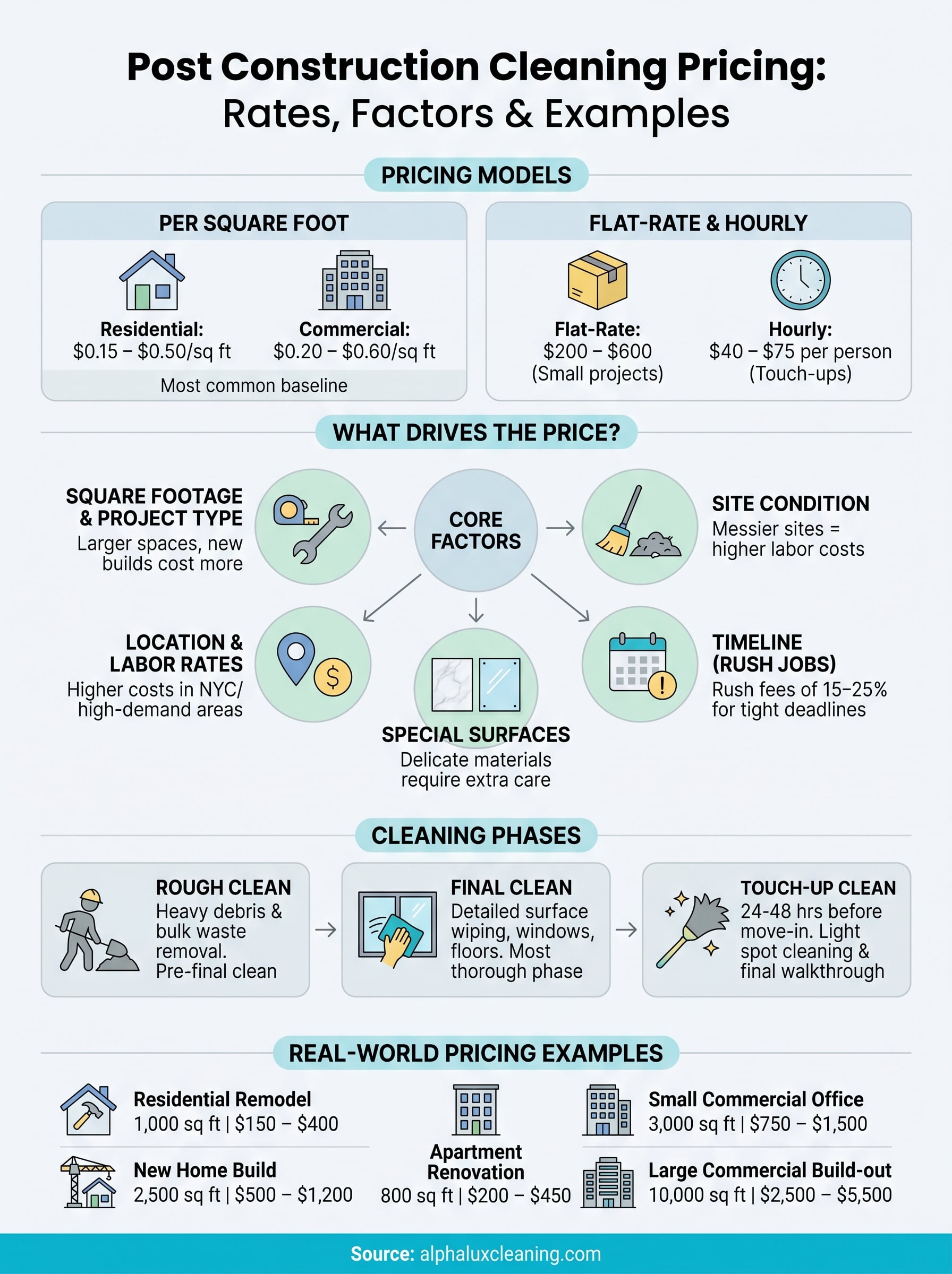 post construction cleaning pricing infographic