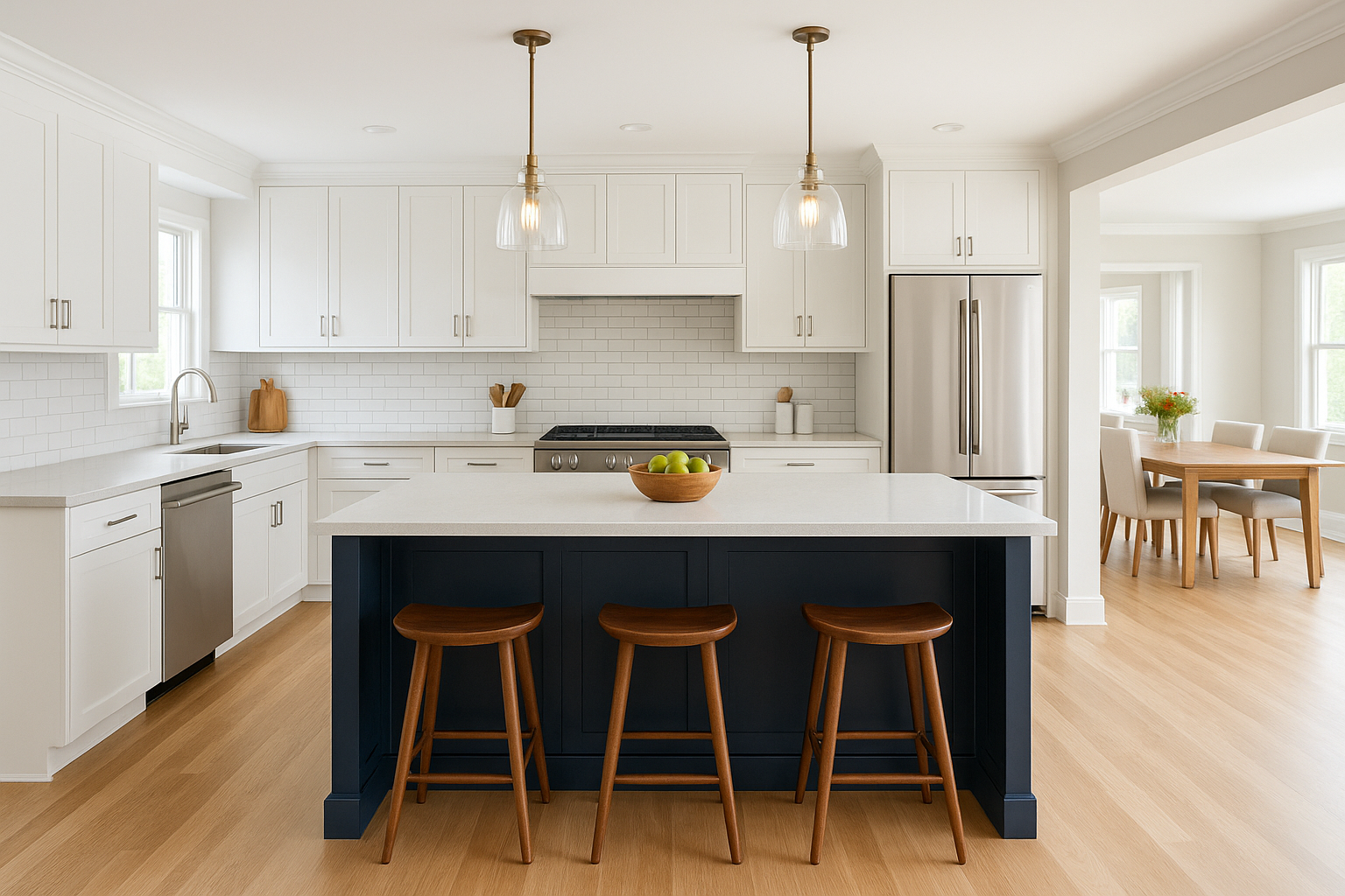 2. The classic centered island in an open kitchen