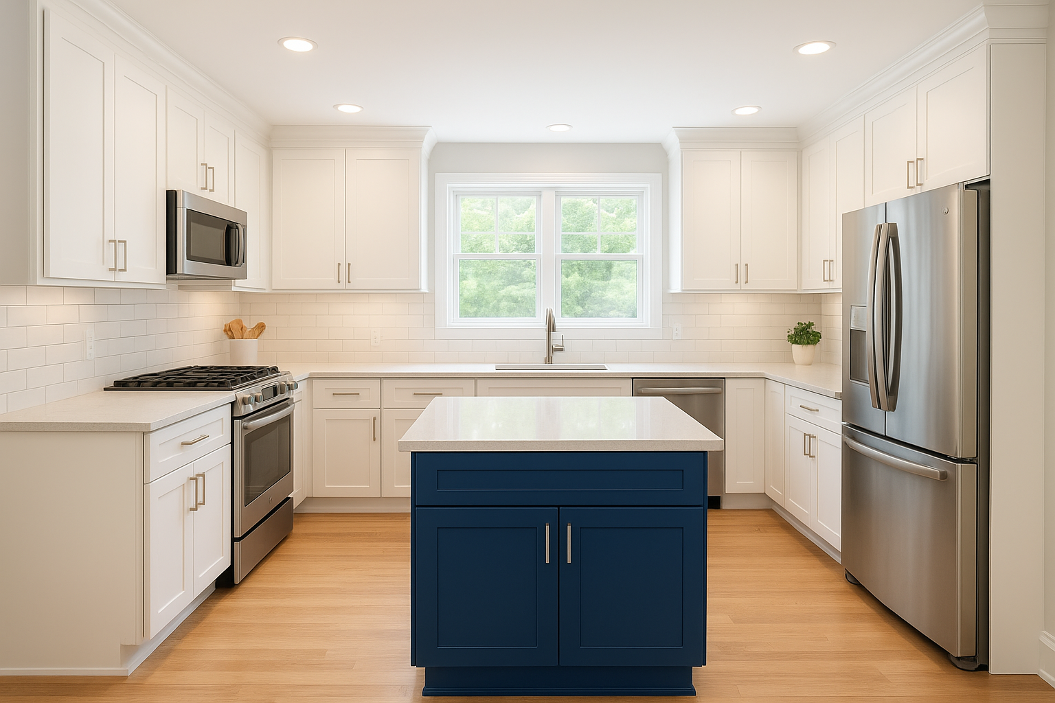 4. U-shaped kitchen with an island inside the U