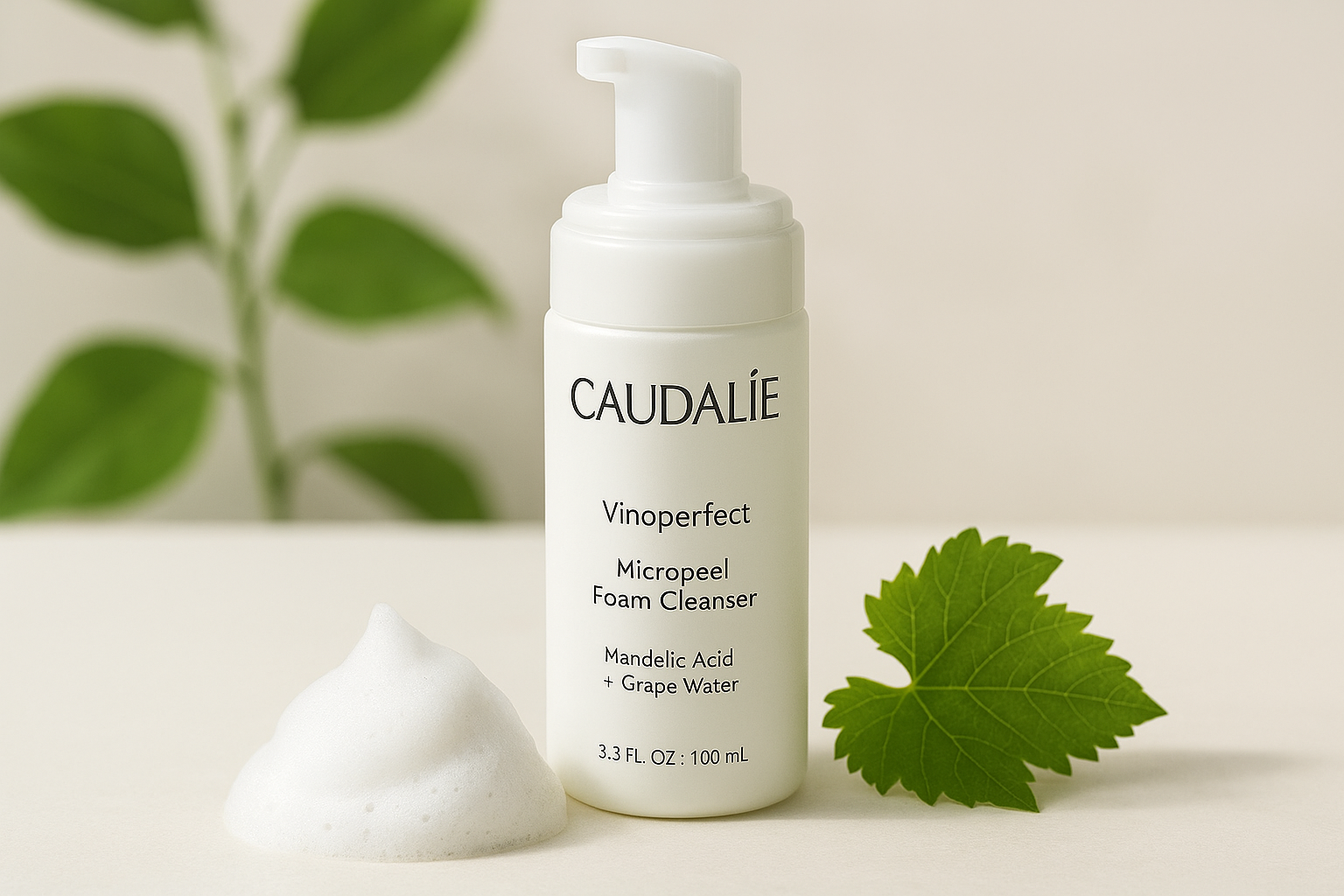 7. Caudalie Vinoperfect Micropeel Foam Cleanser