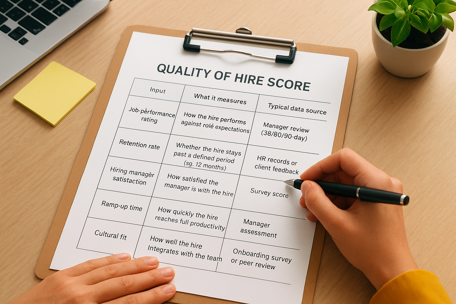 What goes into a quality of hire score