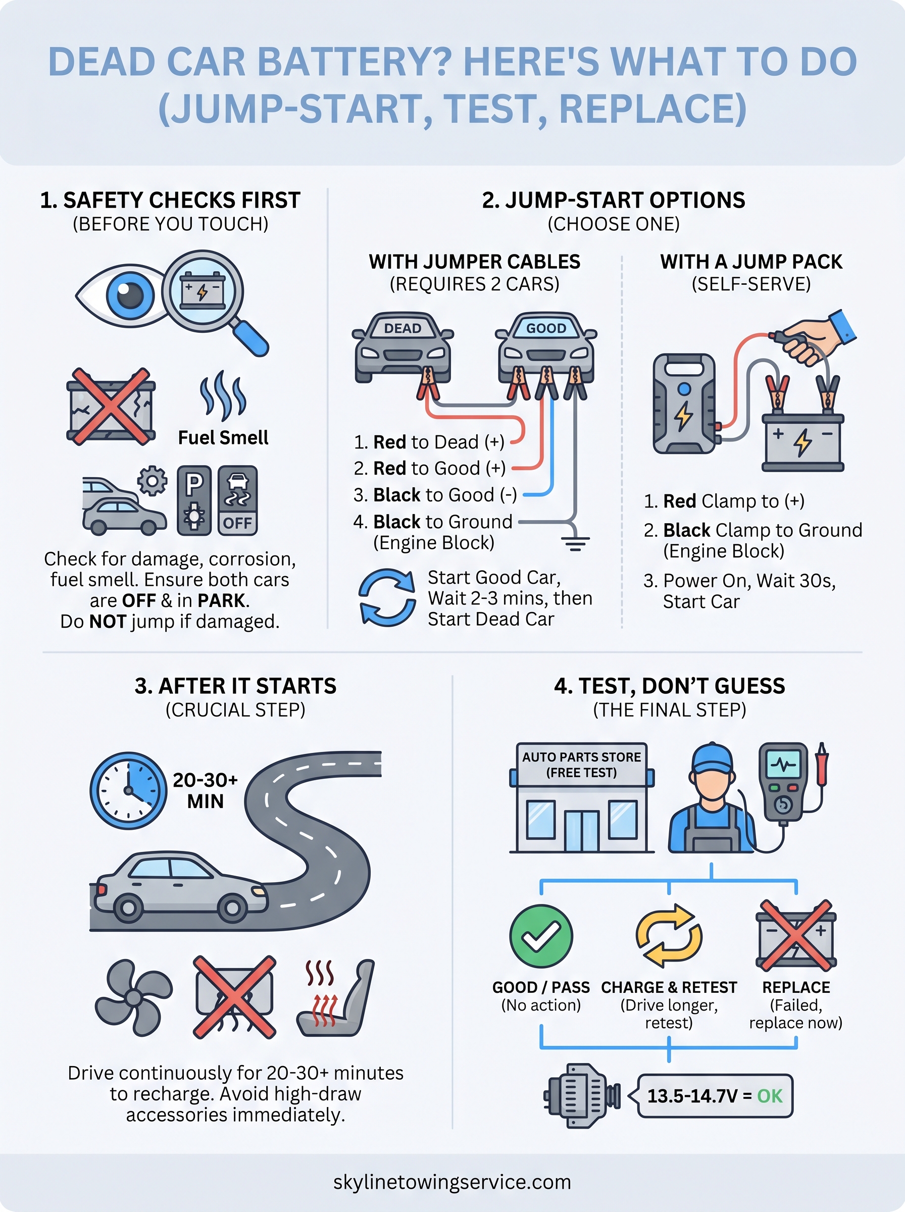 dead car battery what to do infographic