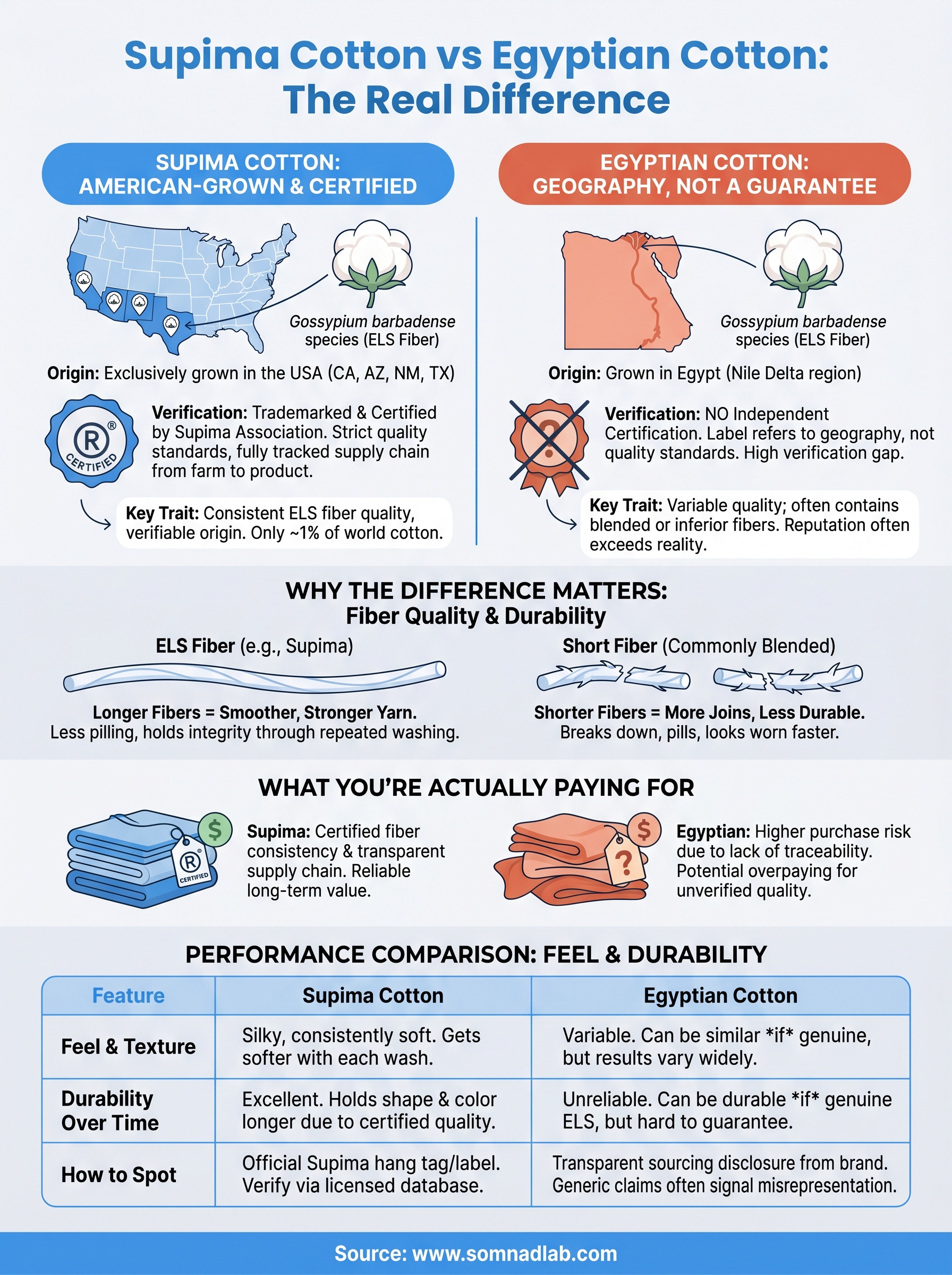 supima cotton vs egyptian cotton infographic