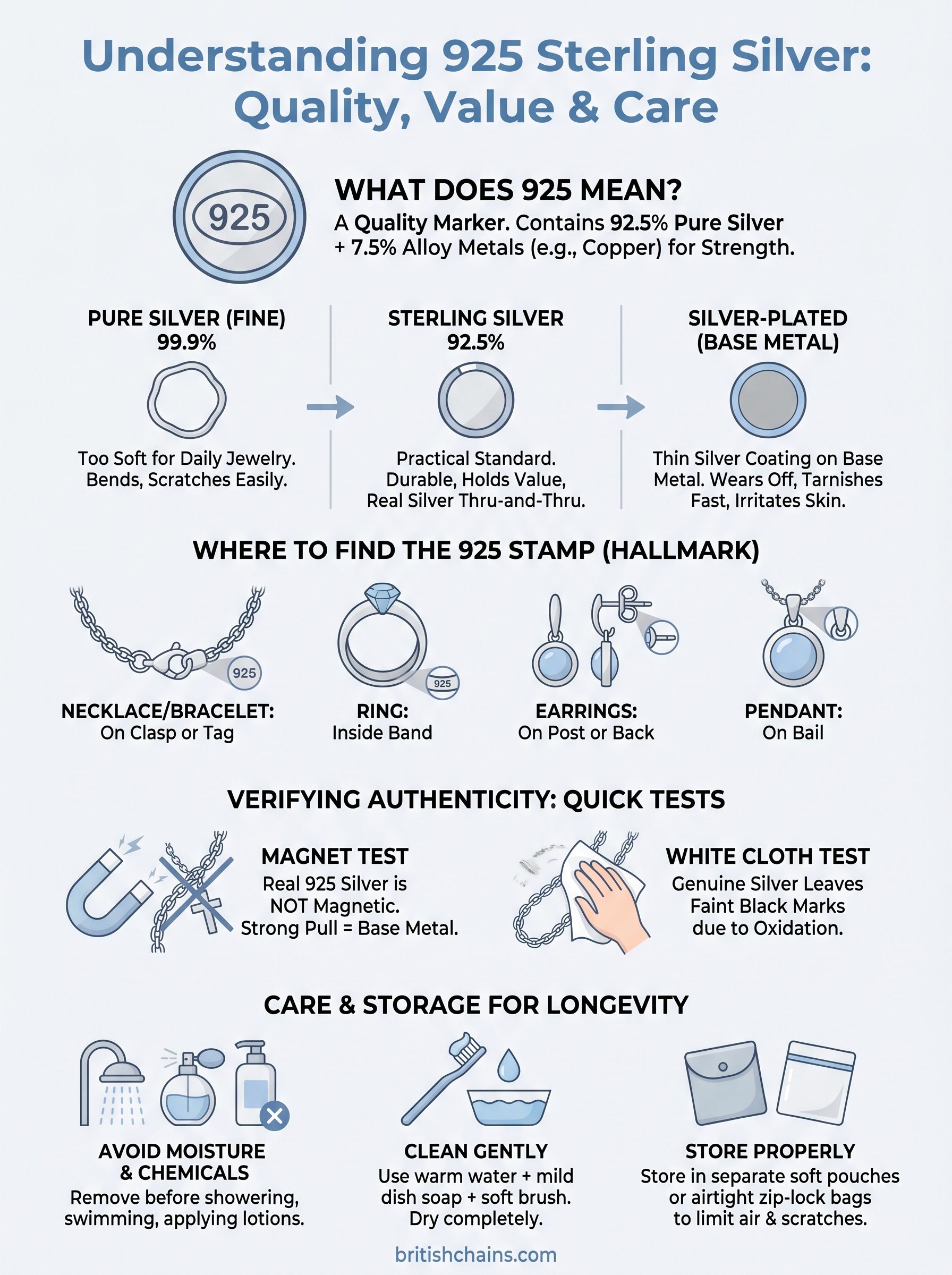 what does 925 sterling silver mean infographic