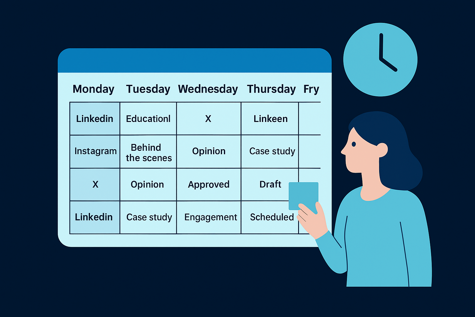 A weekly content calendar template to start from
