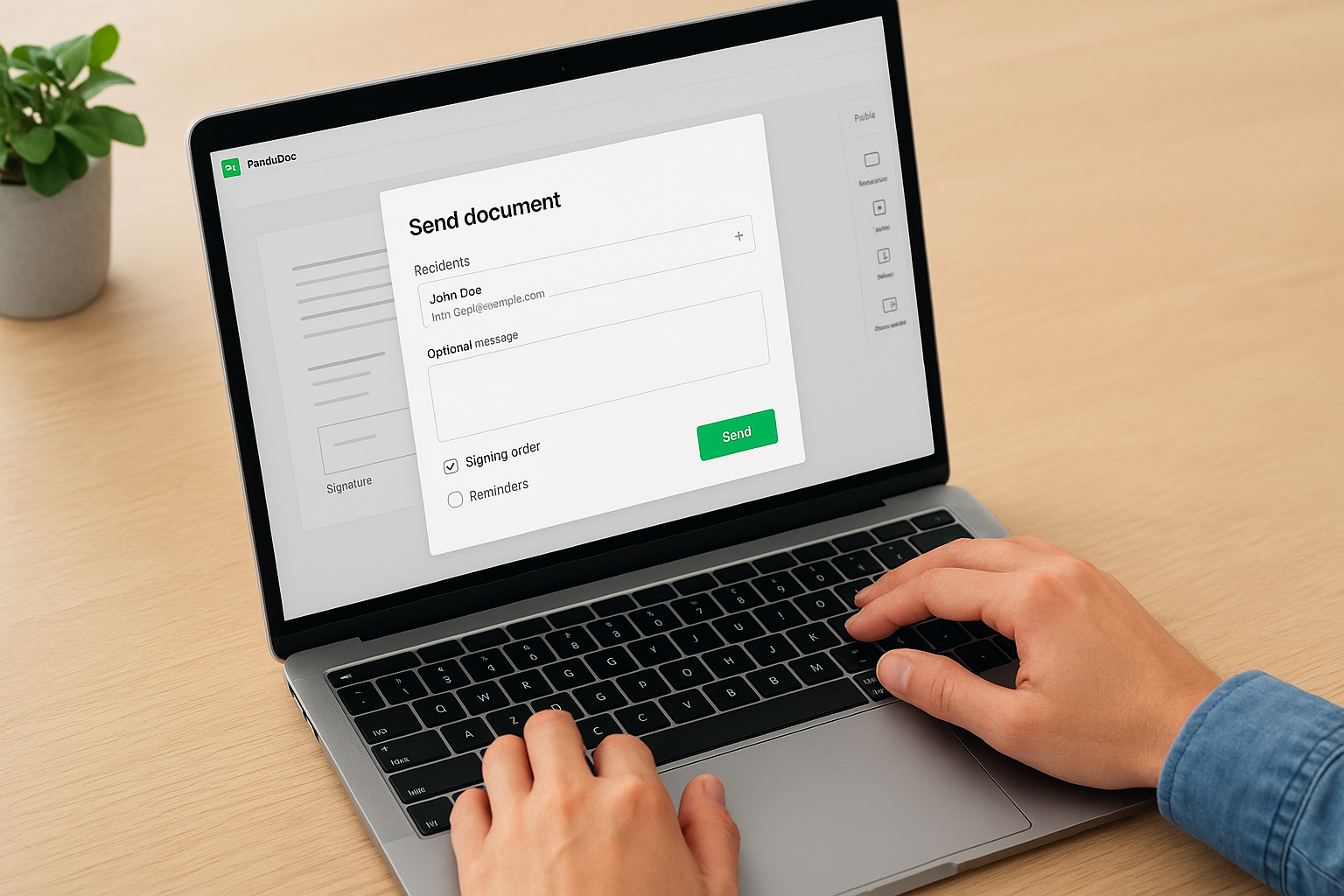 Sending a document for signature