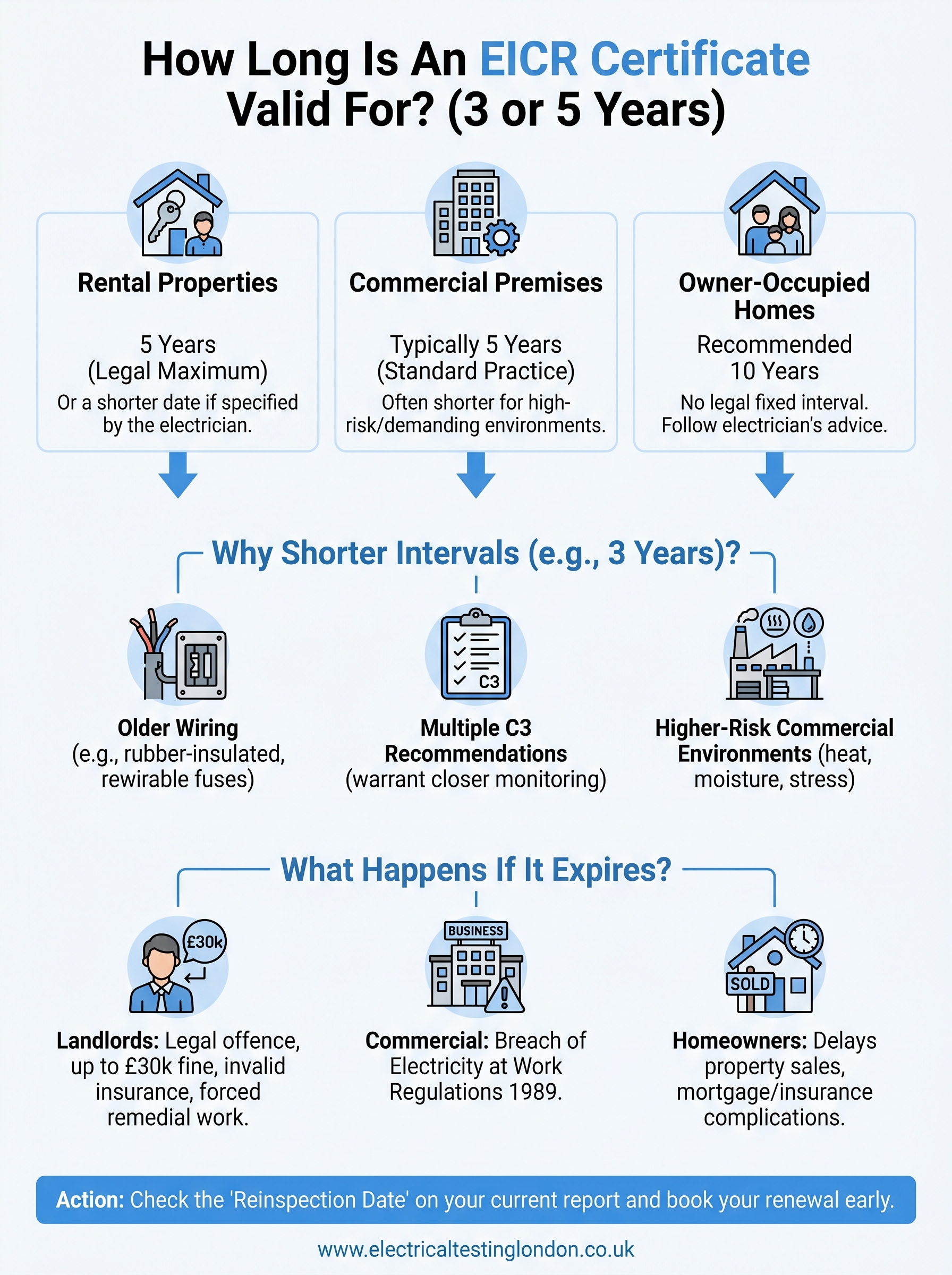 how long is an eicr certificate valid for infographic