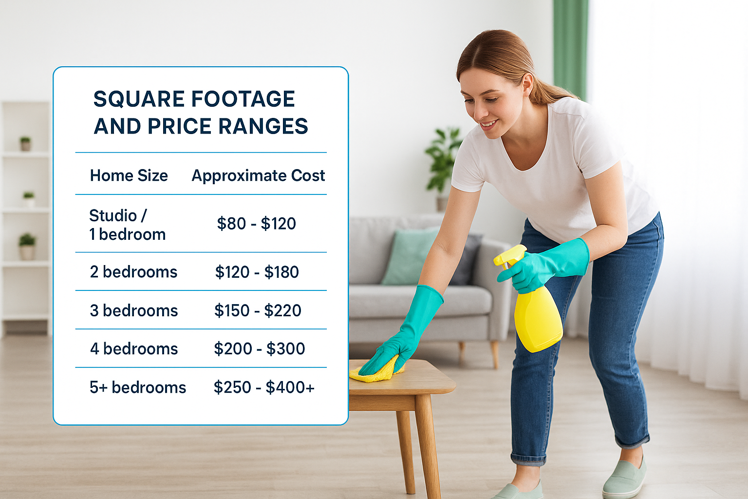 Square footage and price ranges