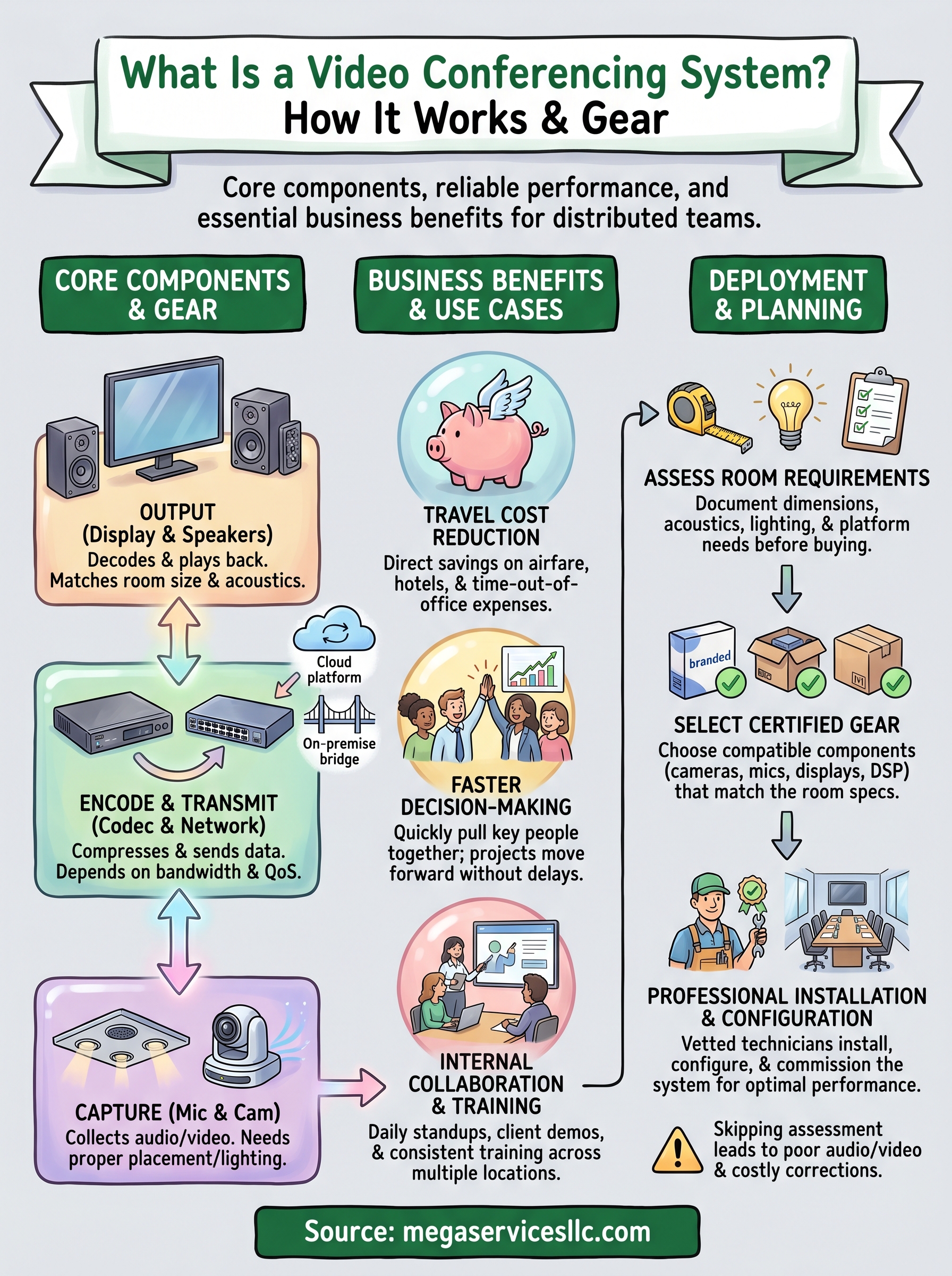 what is a video conferencing system infographic