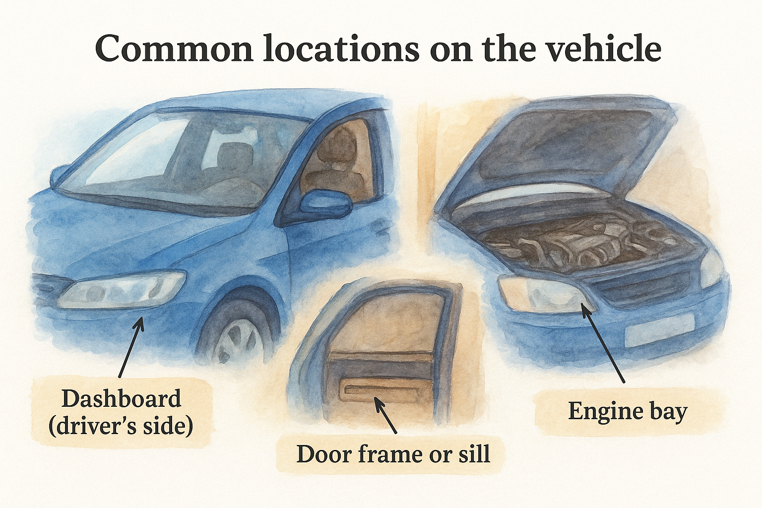 Common locations on the vehicle