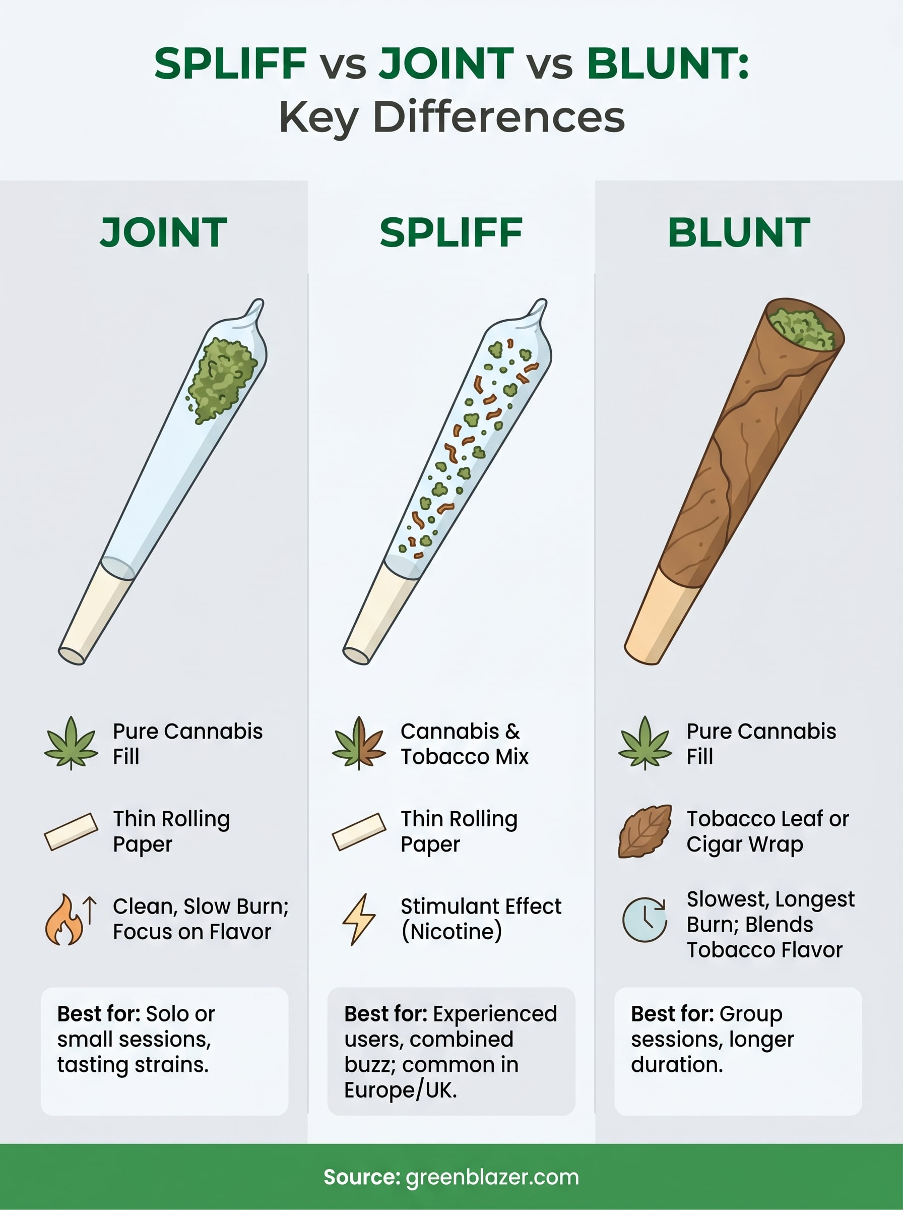 spliff vs joint vs blunt infographic