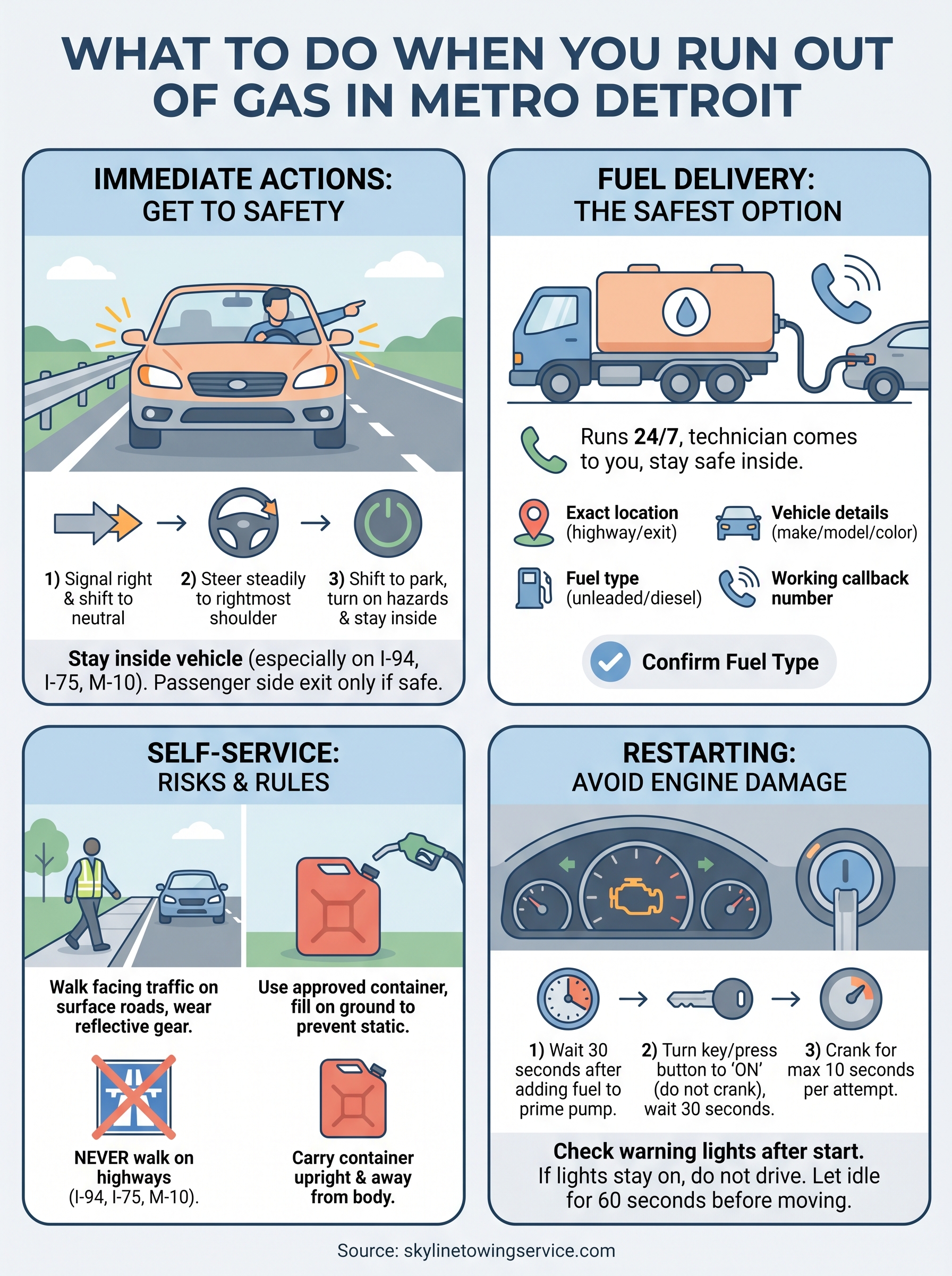 what to do when you run out of gas infographic