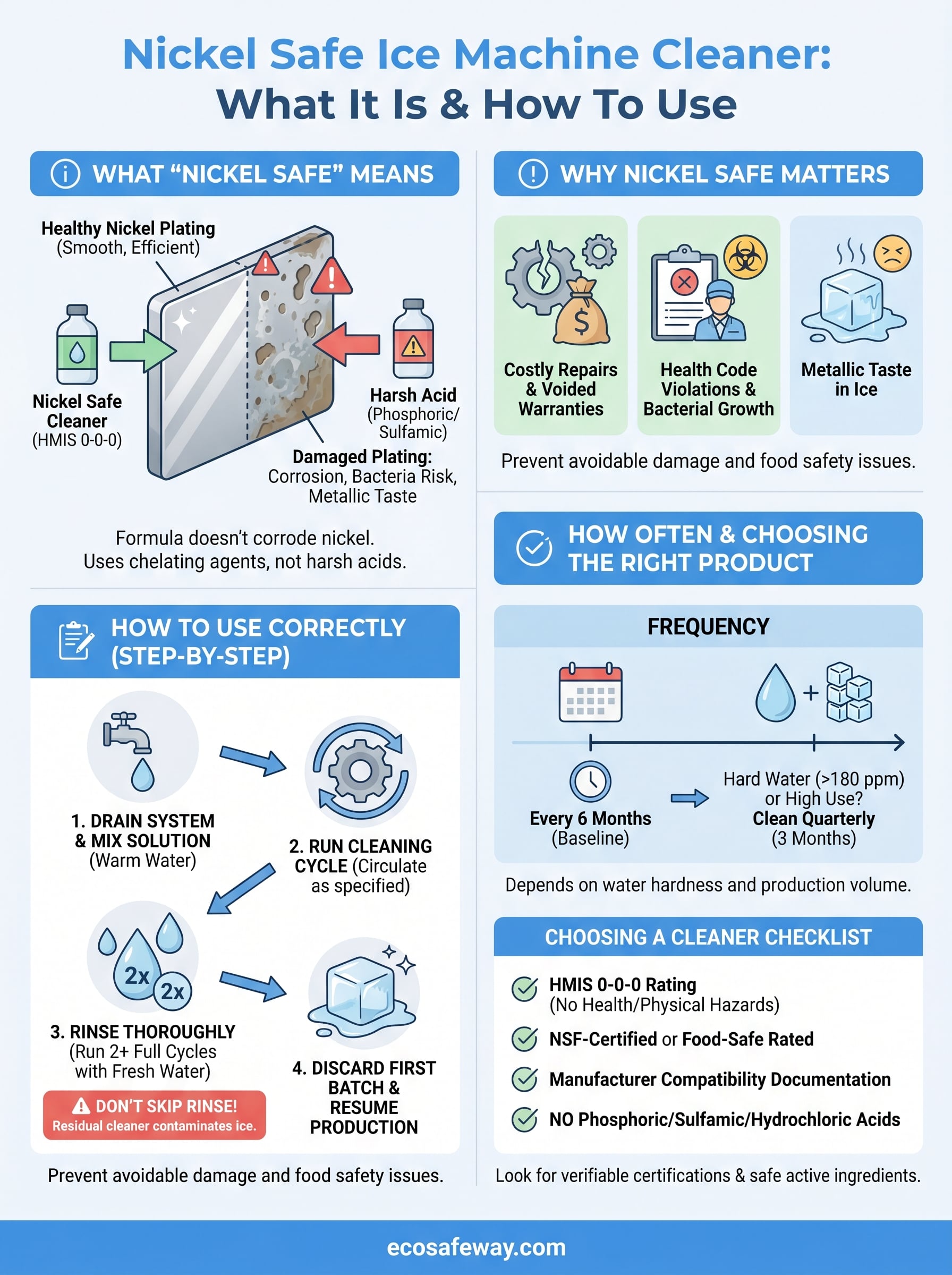 nickel safe ice machine cleaner infographic