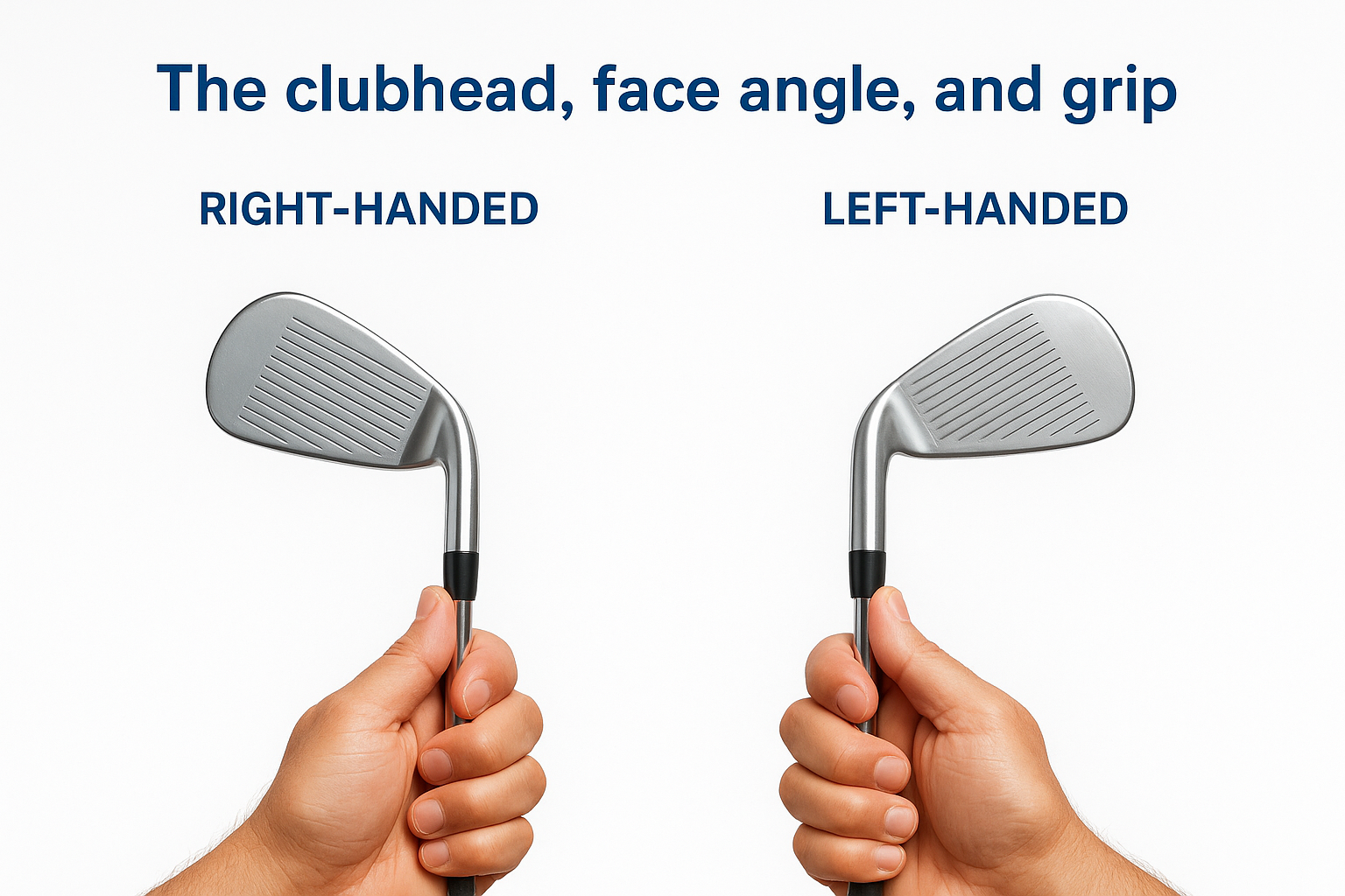 The clubhead, face angle, and grip