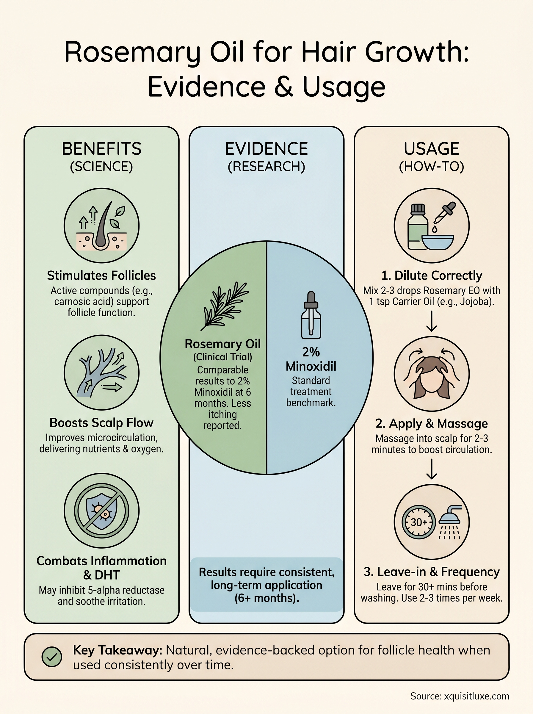 rosemary oil for hair growth infographic