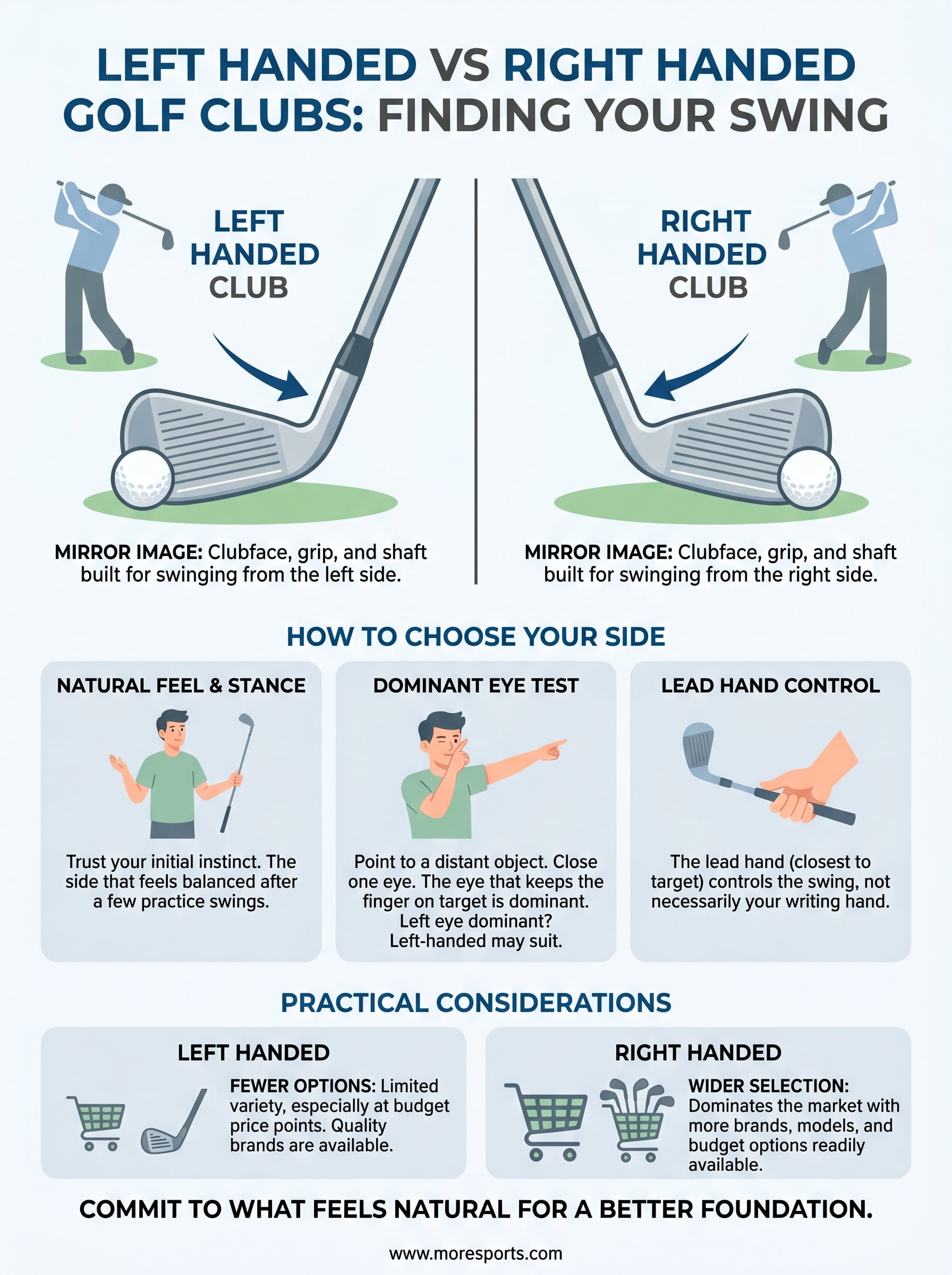 left handed vs right handed golf clubs infographic