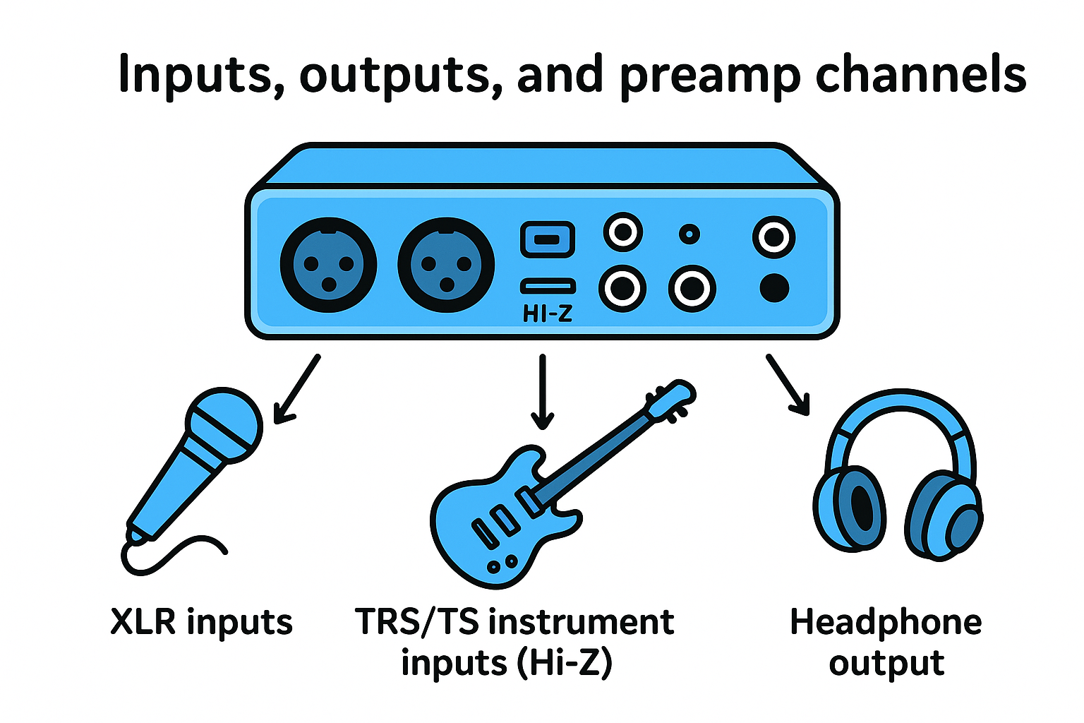 Inputs, outputs, and preamp channels