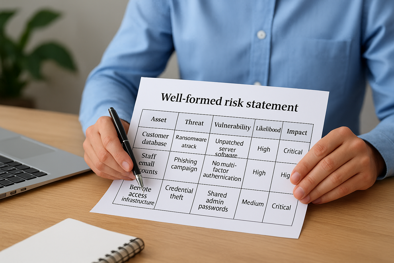 What a well-formed risk statement looks like