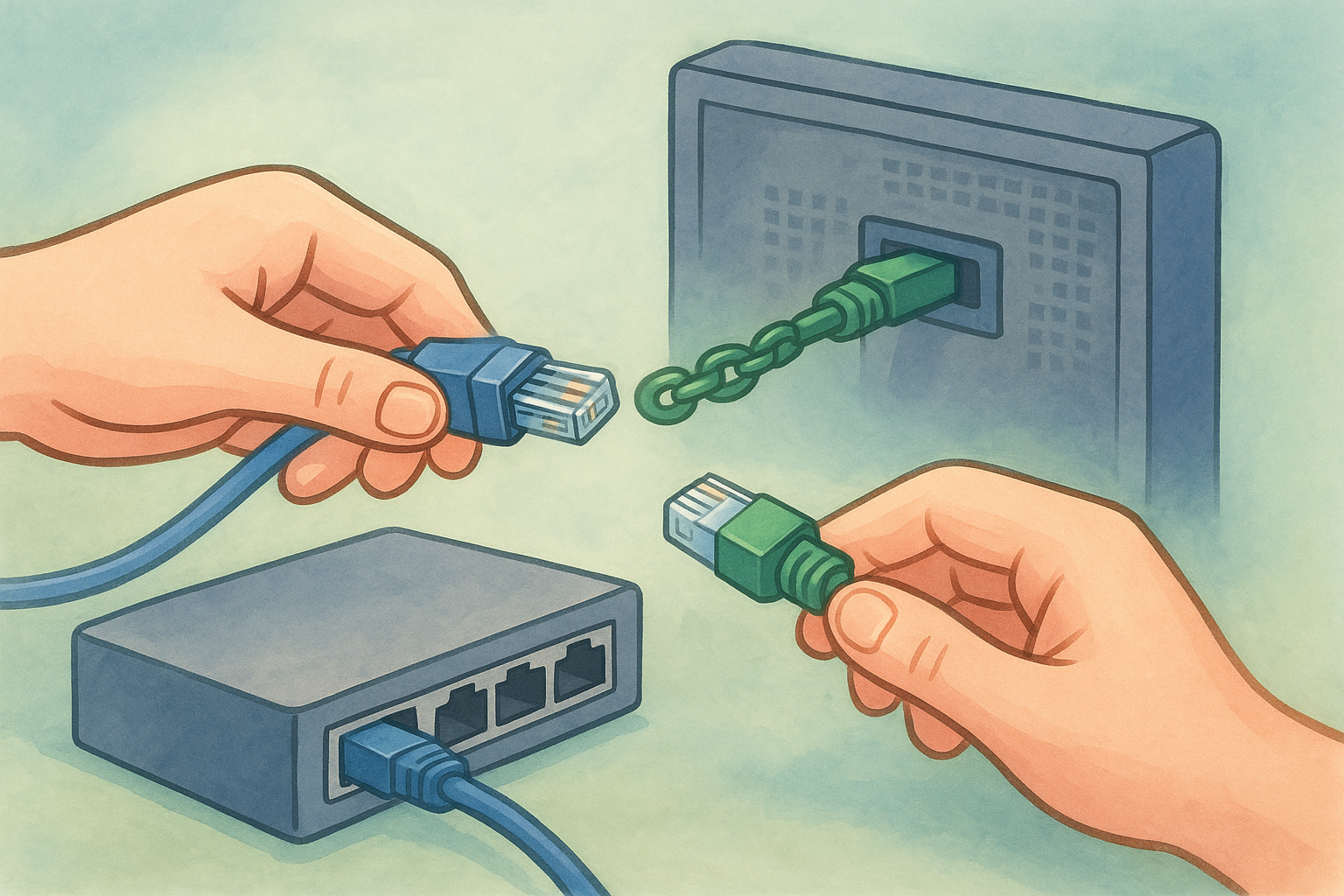 Connect data cables and signal chain