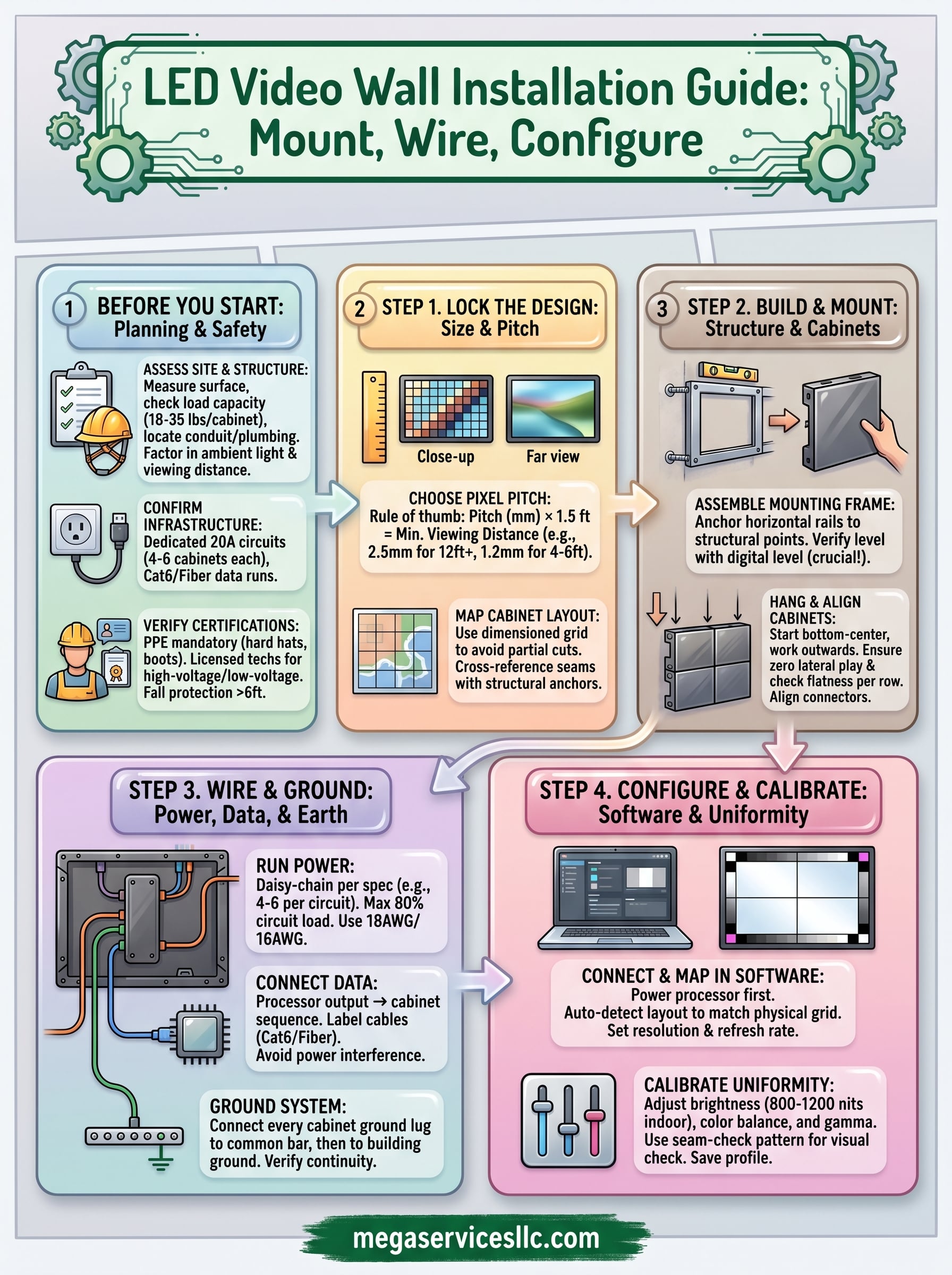 led video wall installation guide infographic