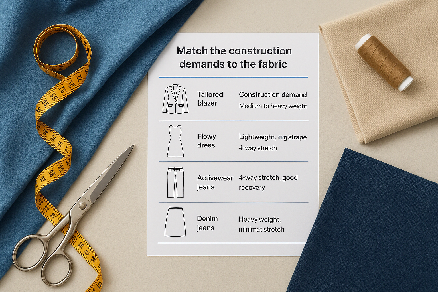 Match the construction demands to the fabric