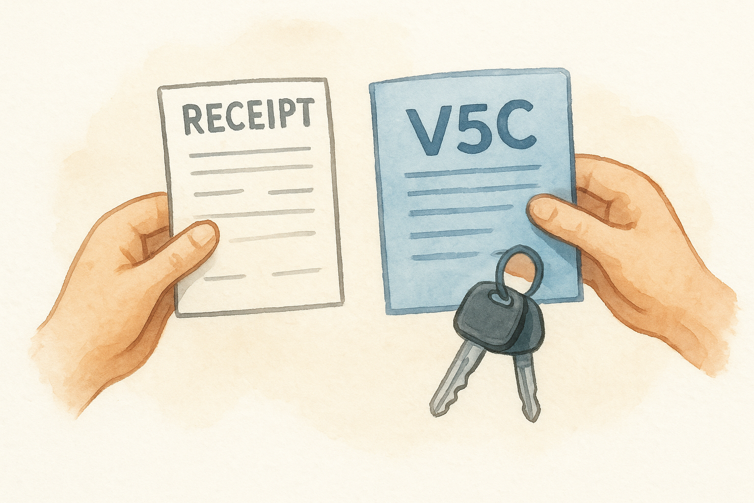Sign the receipt and hand over the V5C