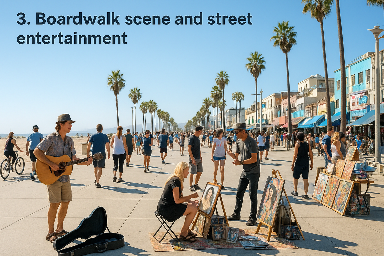 3. Boardwalk scene and street entertainment