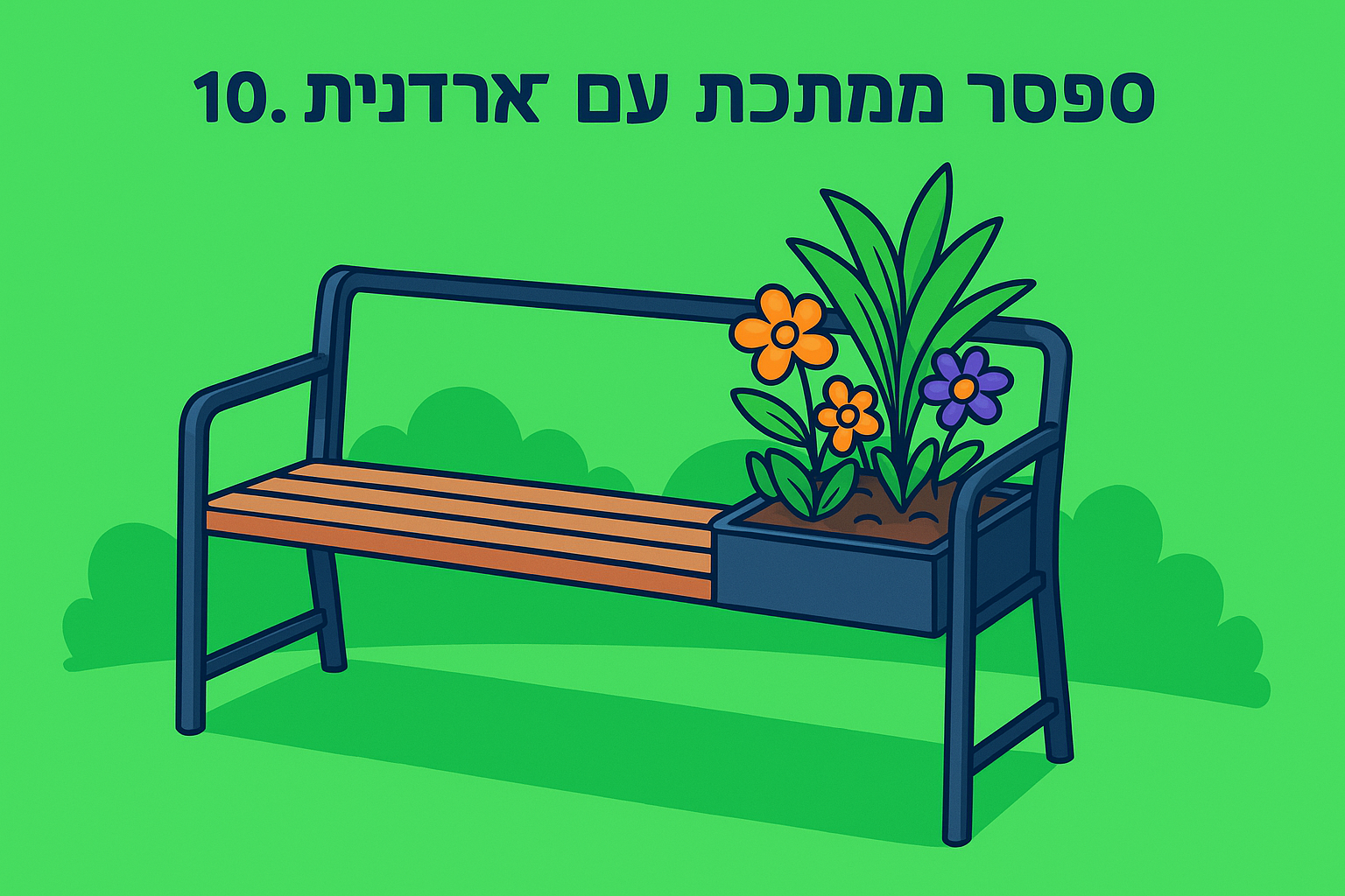 10. ספסל מתכת עם אדנית מובנית