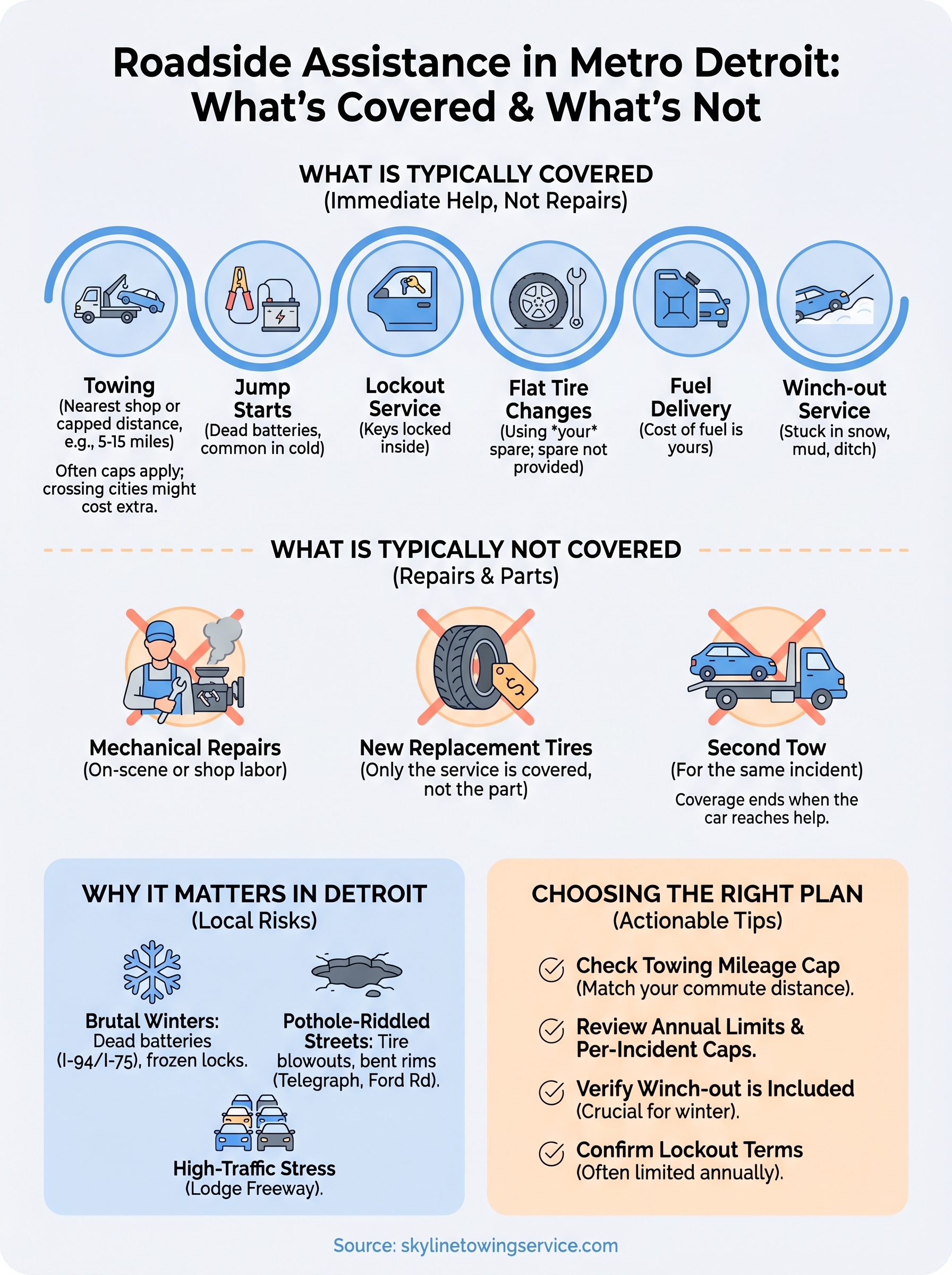 what does roadside assistance cover infographic
