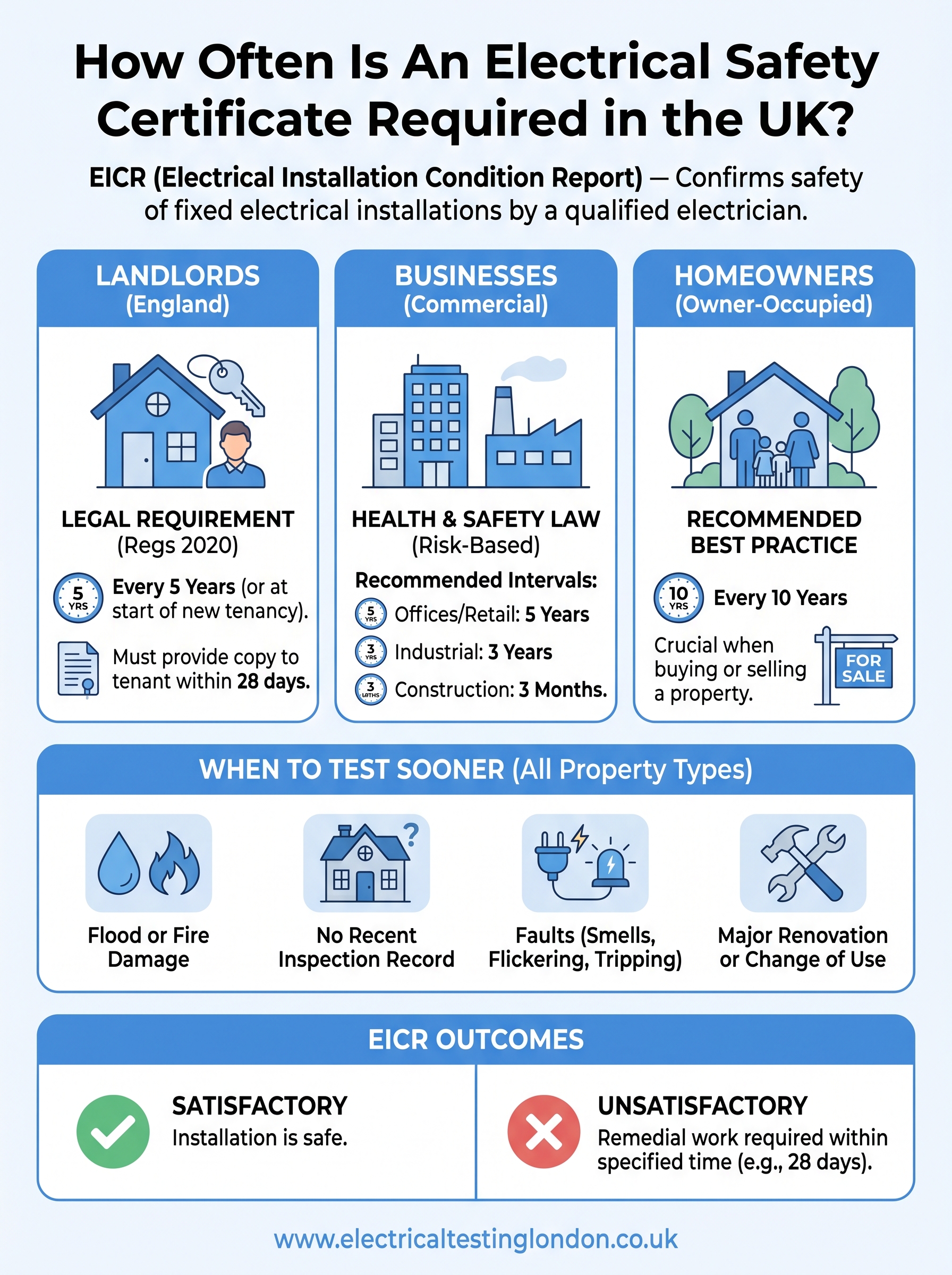 how often is an electrical safety certificate required infographic