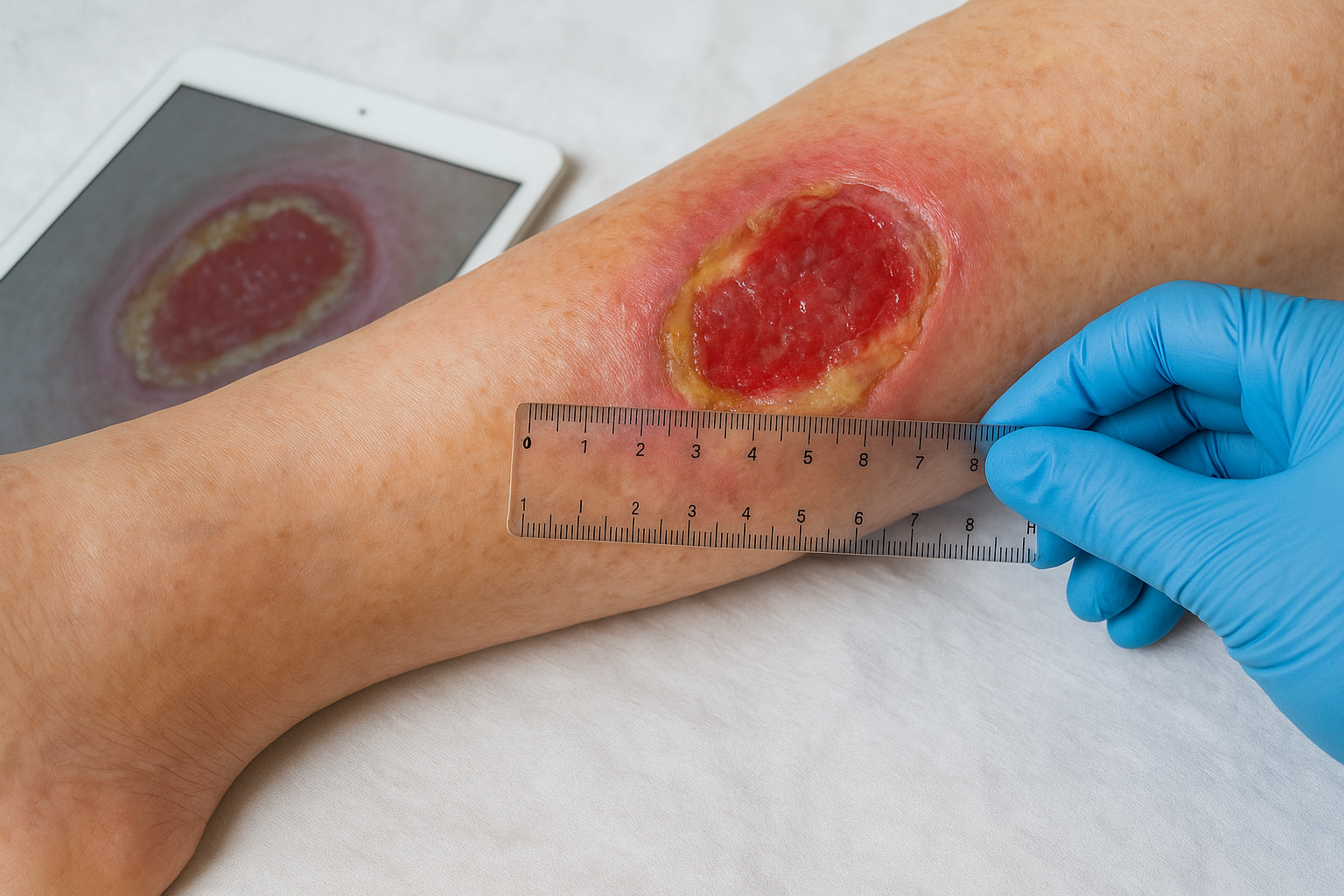Wound size and tissue composition