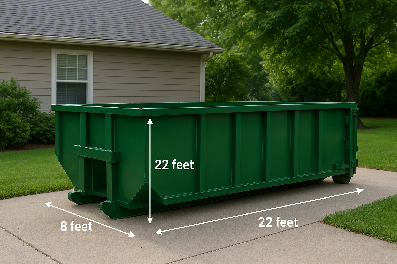 Standard 20-yard dumpster dimensions in feet