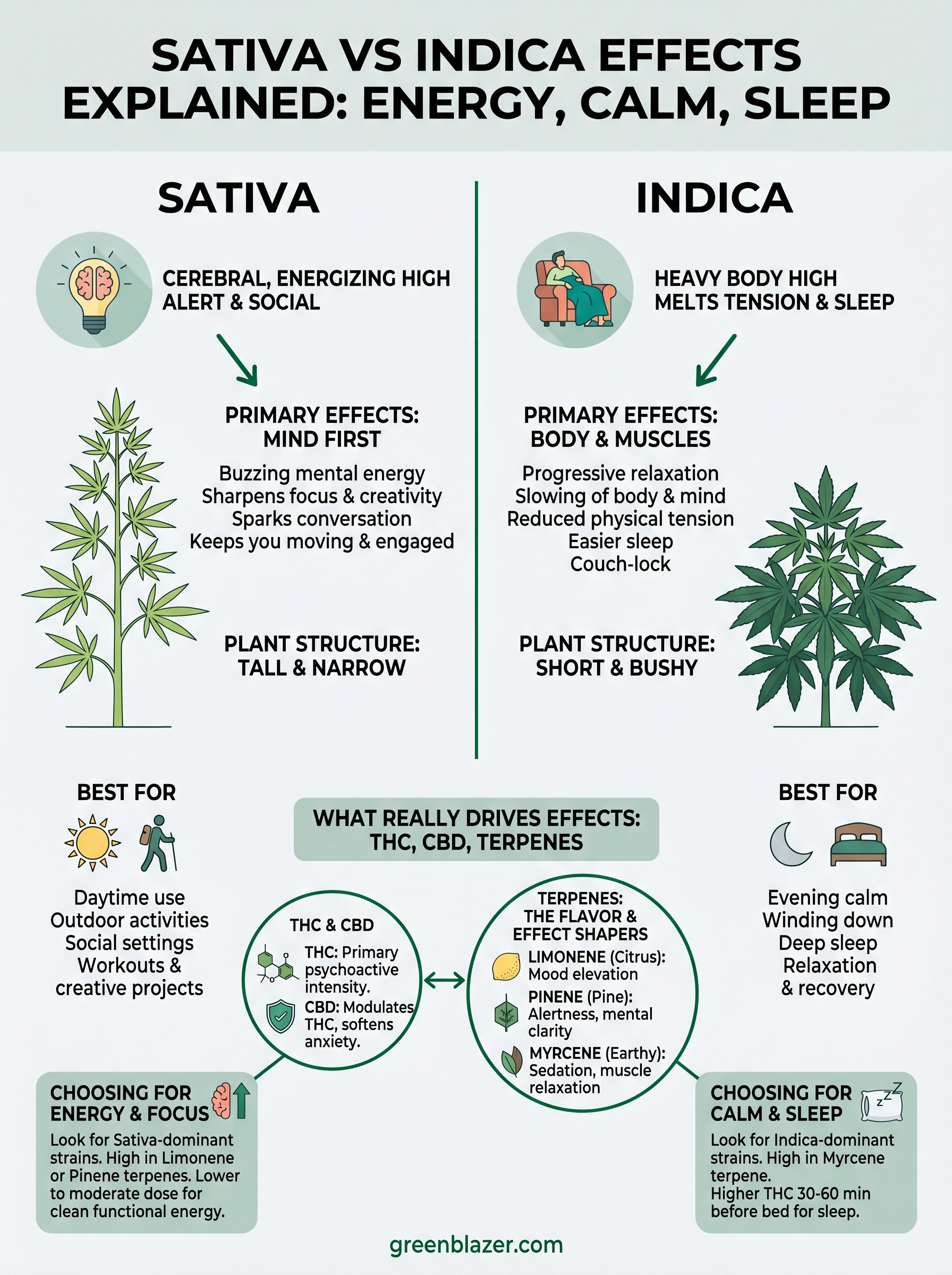 sativa vs indica effects infographic