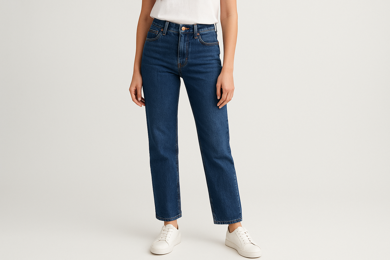 7. Straight-Leg Blue Jeans