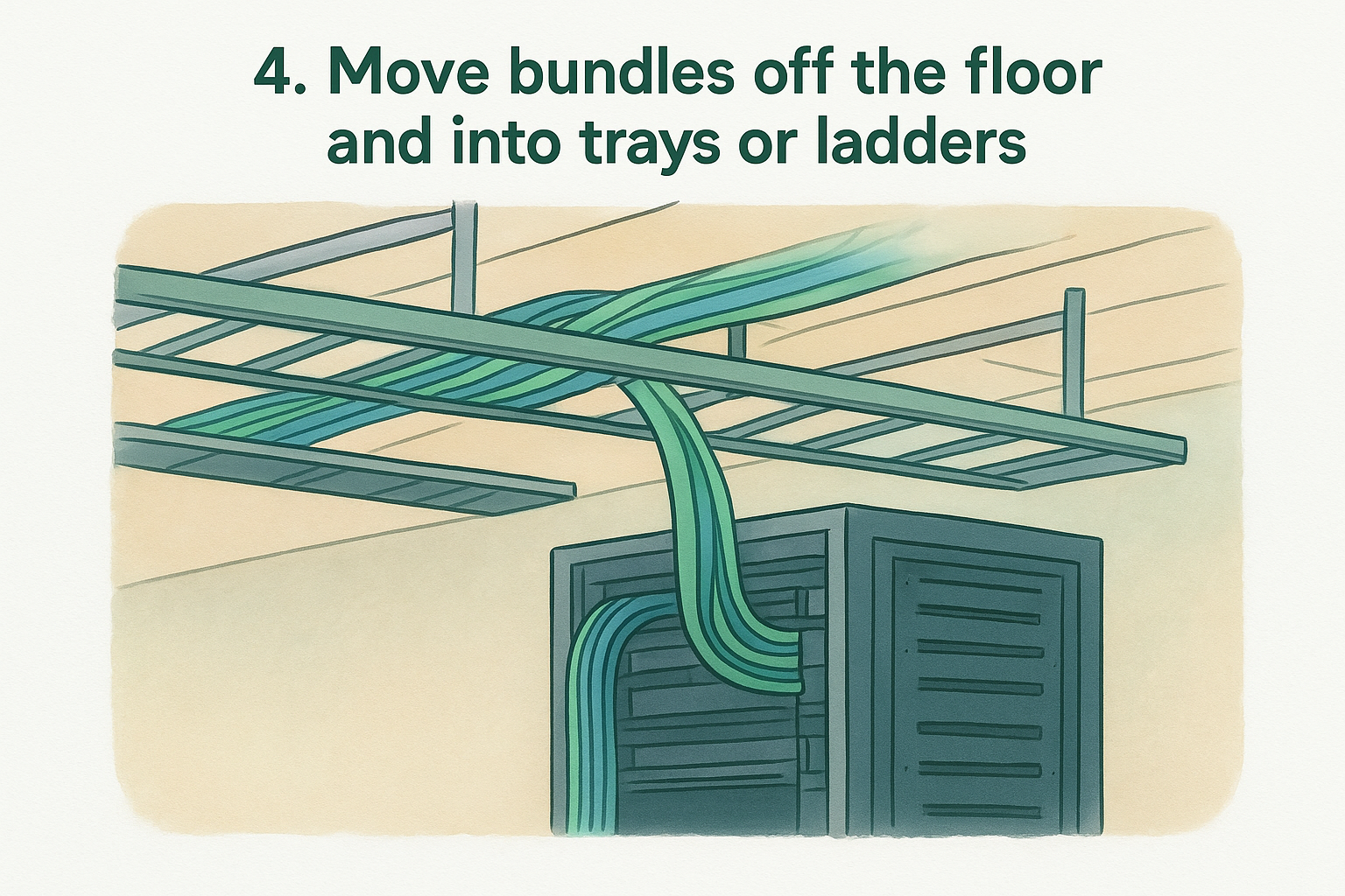 4. Move bundles off the floor and into trays or ladders