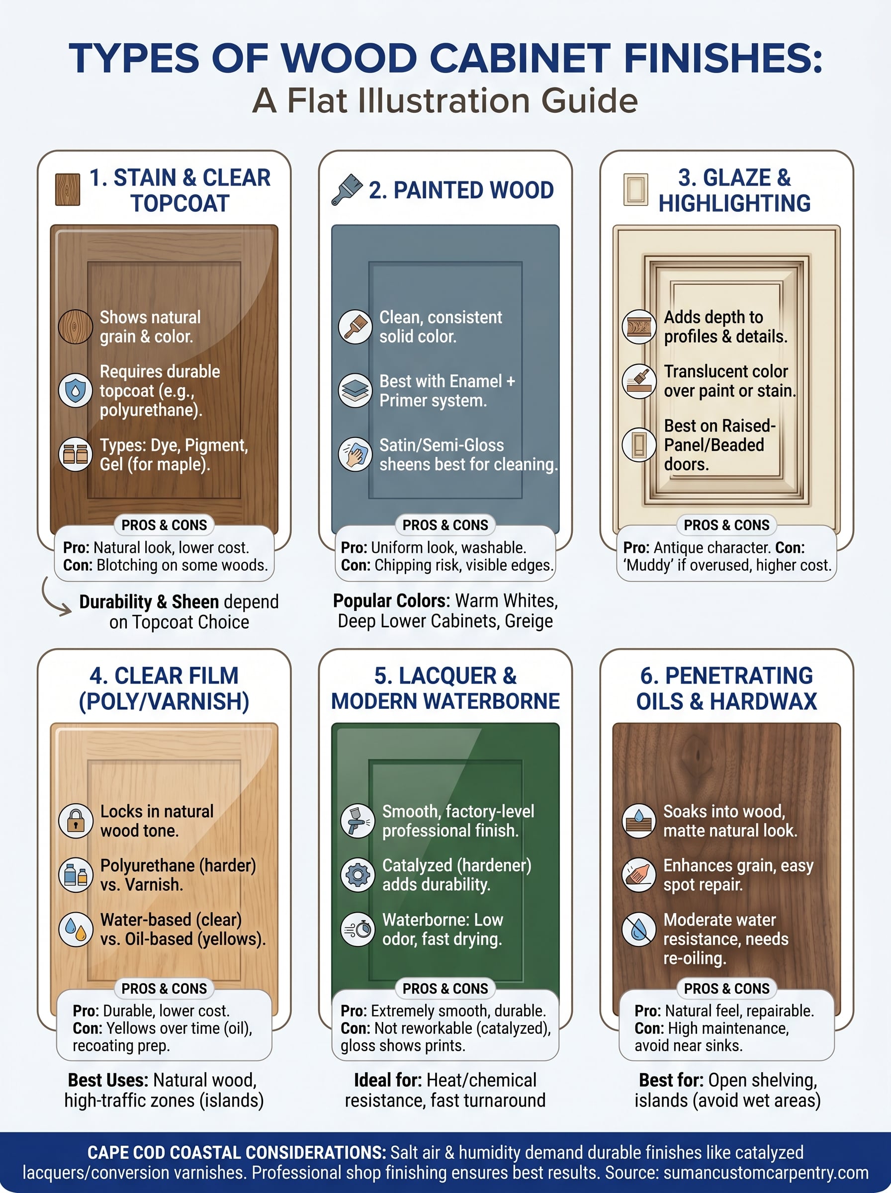 types of wood cabinet finishes infographic