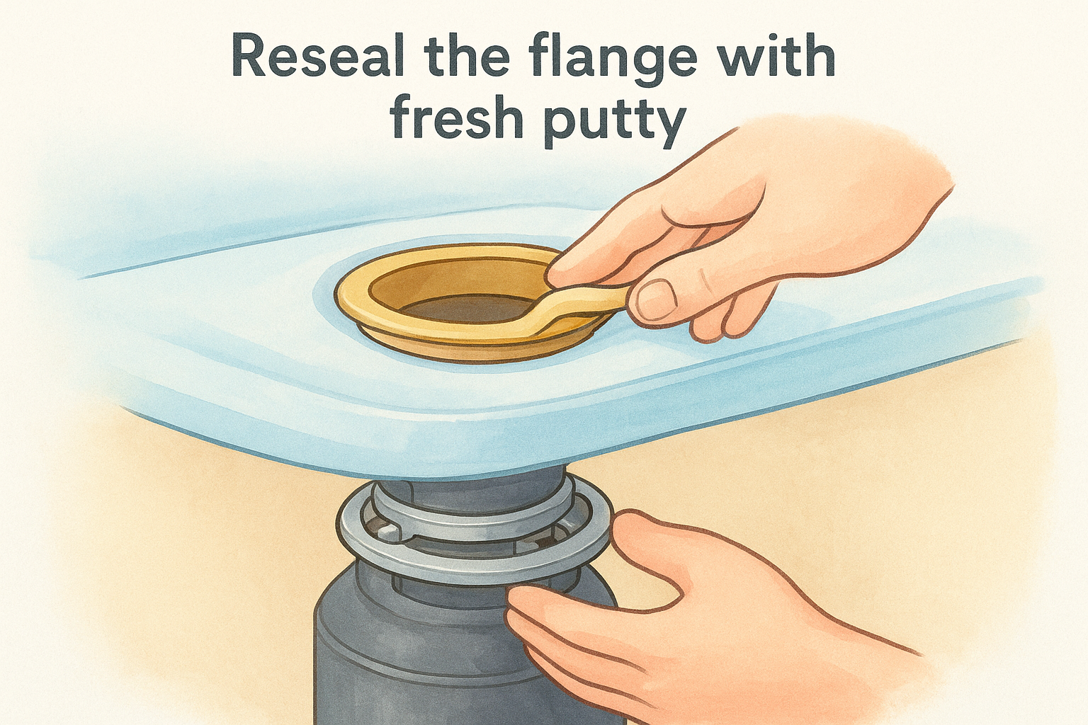 Reseal the flange with fresh putty